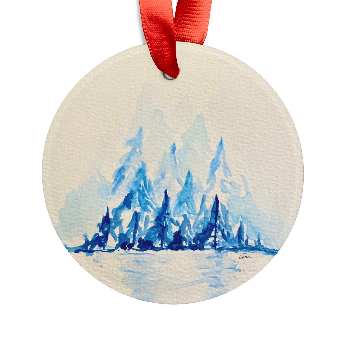 Winter Horizon Acrylic Ornament with Ribbon