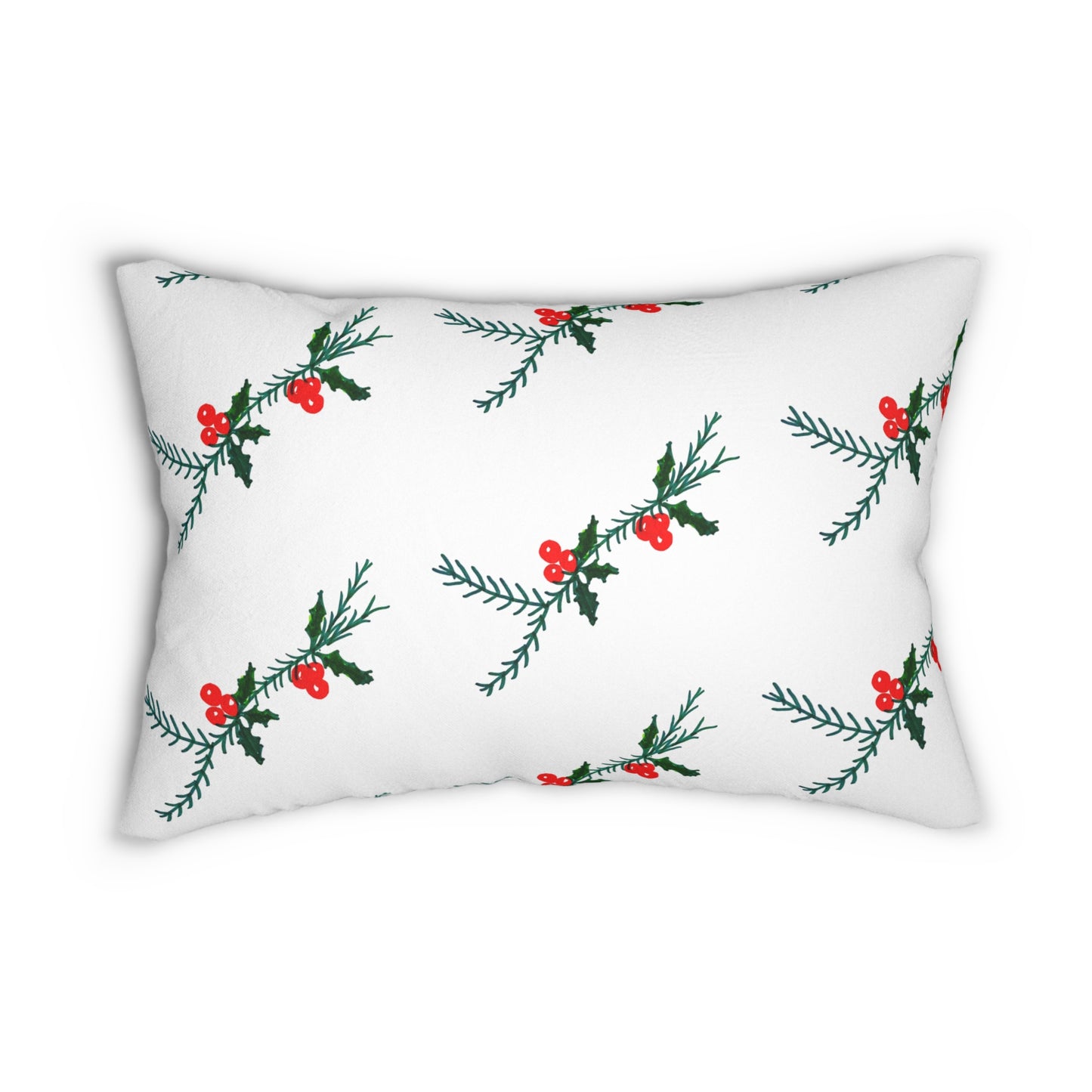 Red Beauty White Lumbar Pillow