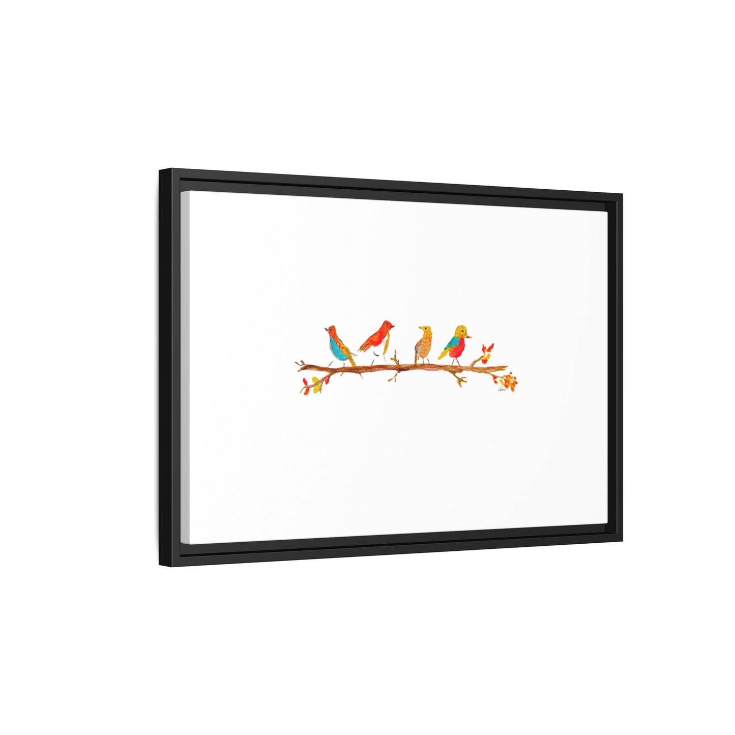 Birds on a Branch Gallery Canvas Print with Frame