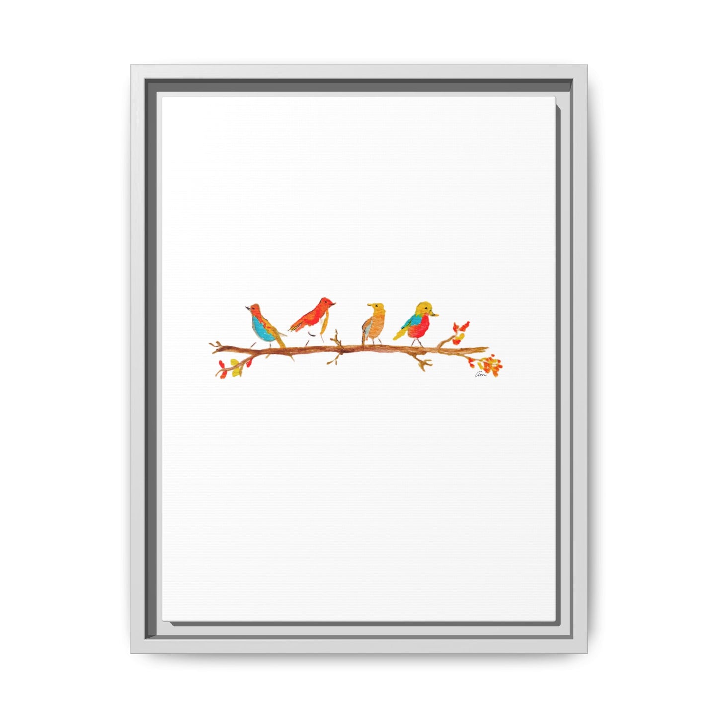 Birds on a Branch Gallery Canvas Print with Frame