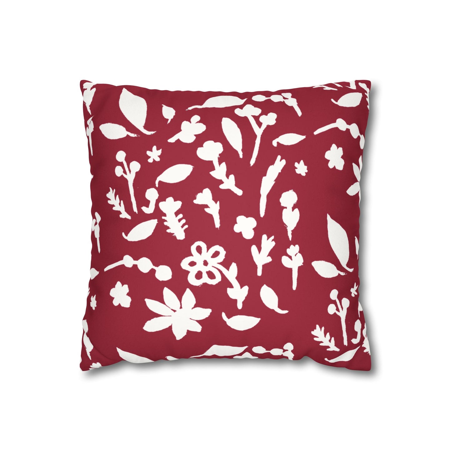 Cherry Cobbler Fall Foliage Faux Suede Square Pillowcase