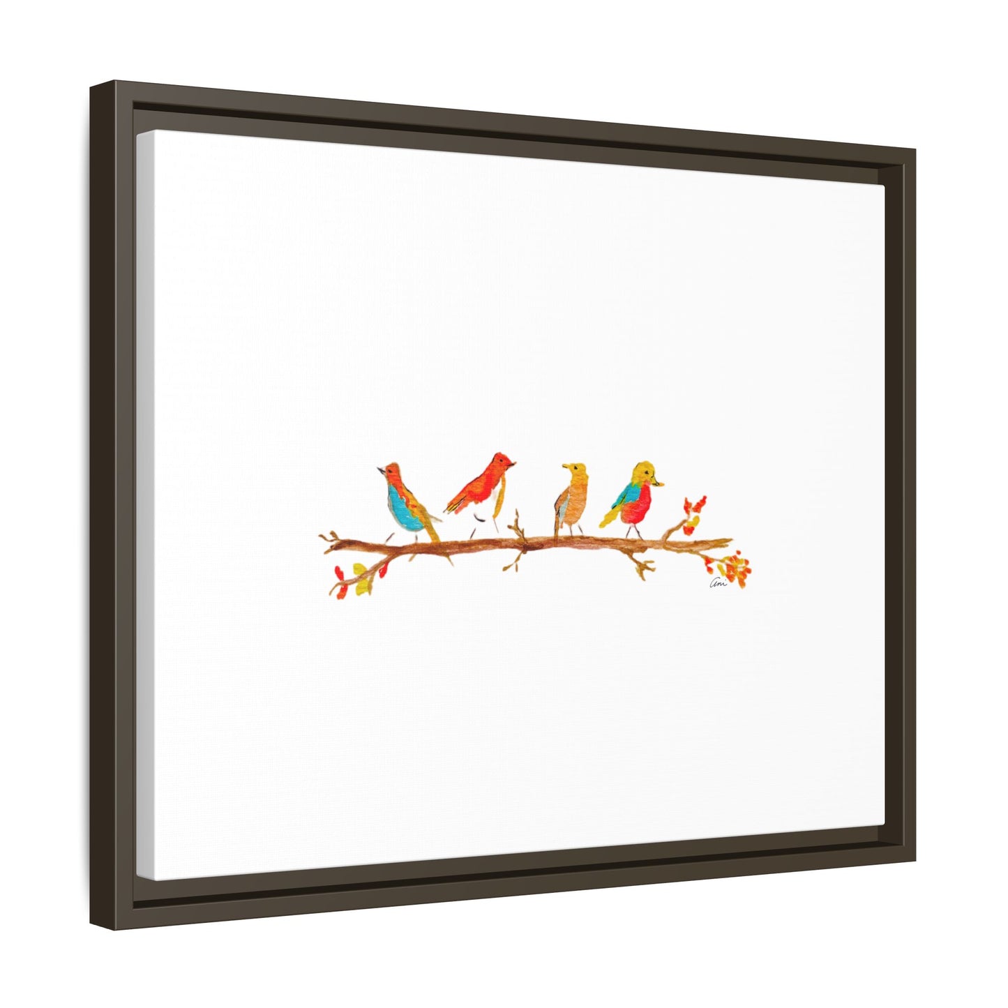Birds on a Branch Gallery Canvas Print with Frame