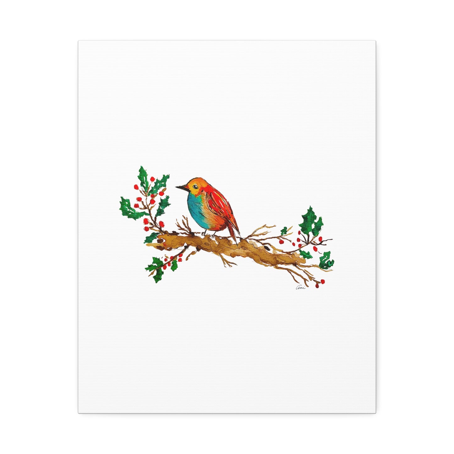 Bright Bird on a Branch Canvas Print