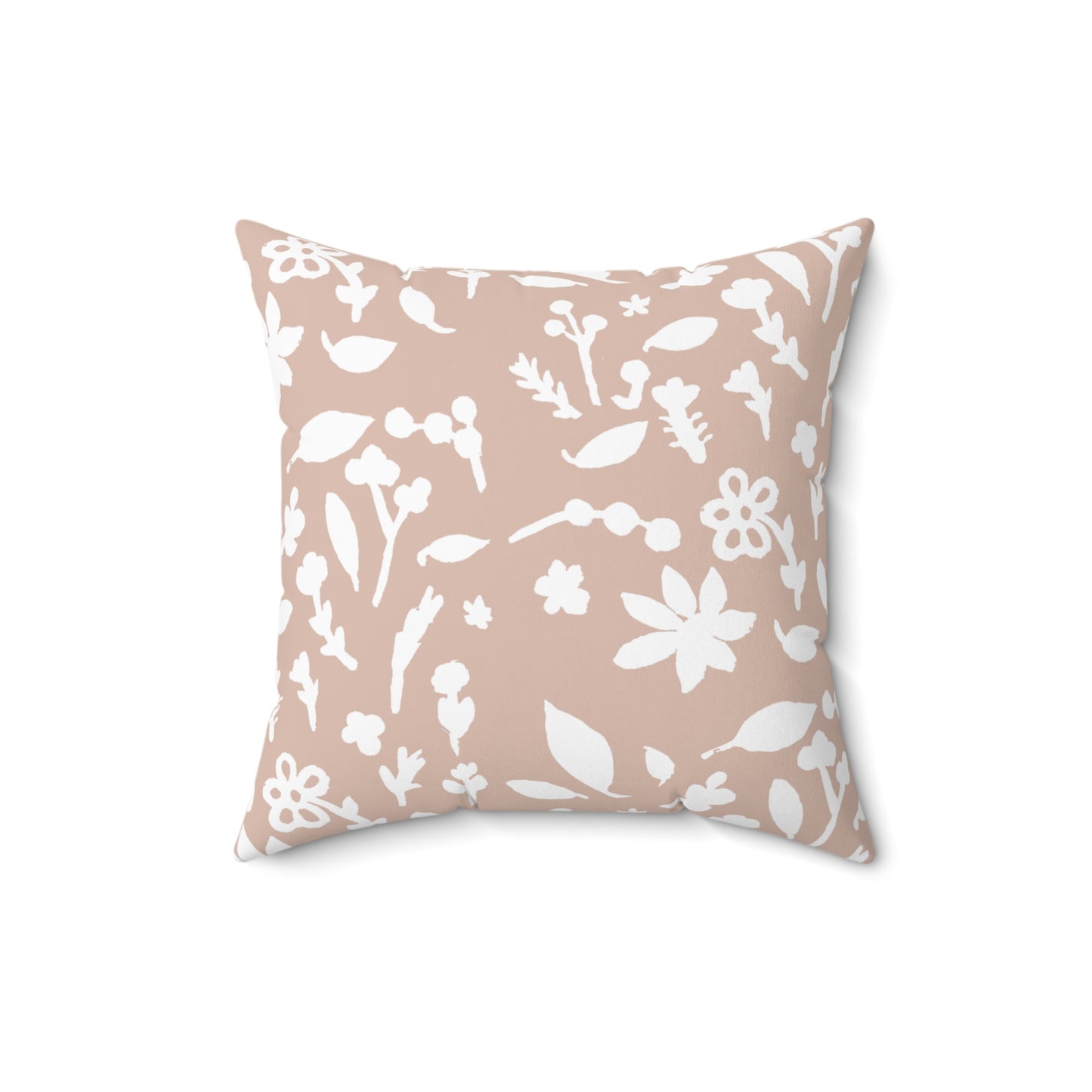 Fall Foliage Faux Suede Beige Square Pillow