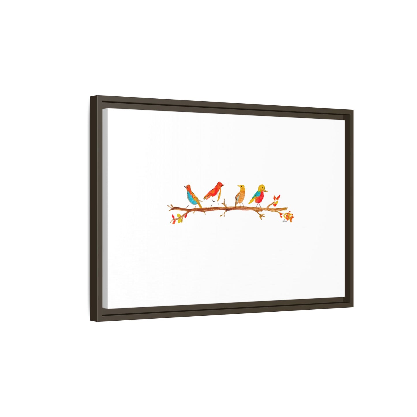Birds on a Branch Gallery Canvas Print with Frame