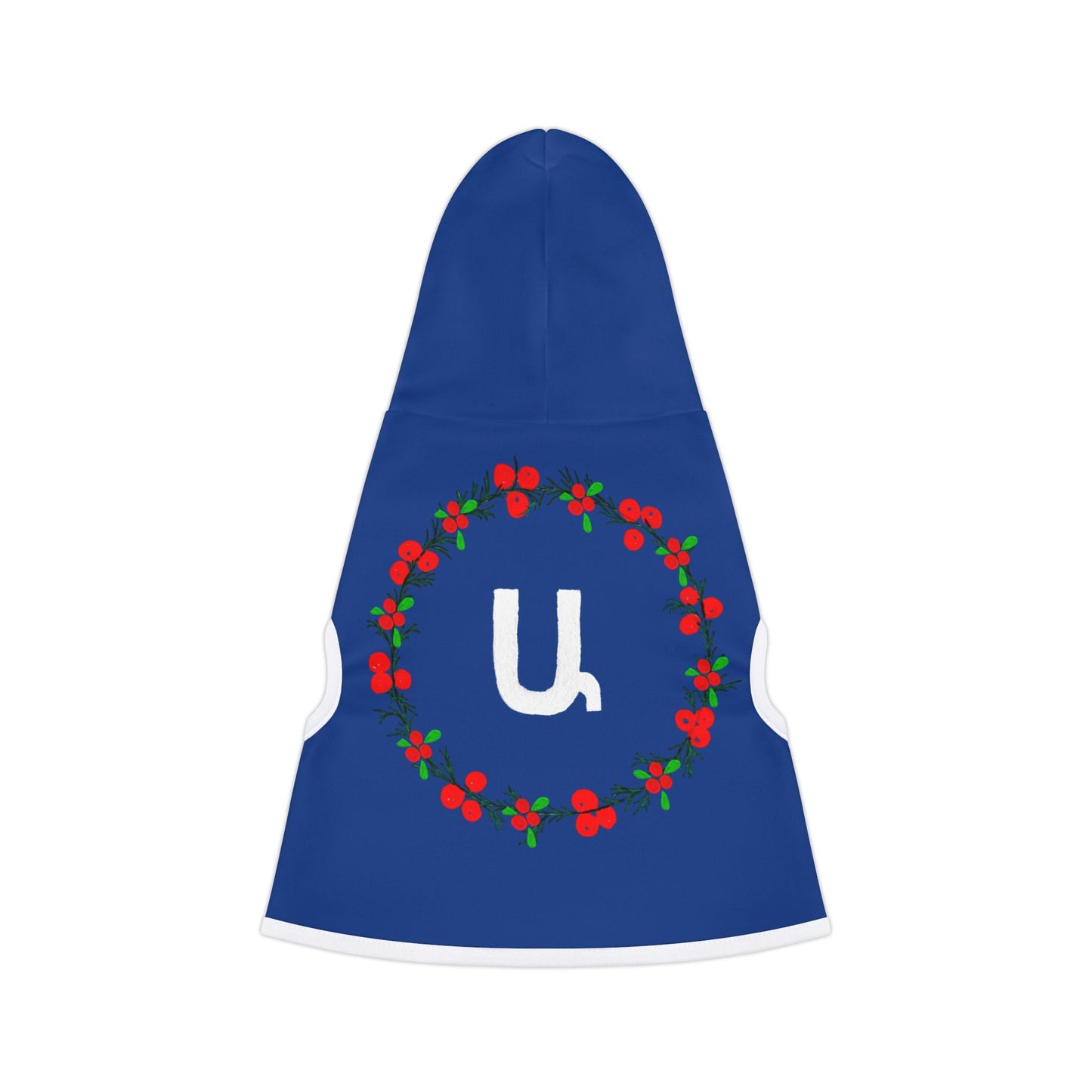 Customizable Armenian Letter Wreath Dark Blue Pet Hoodie