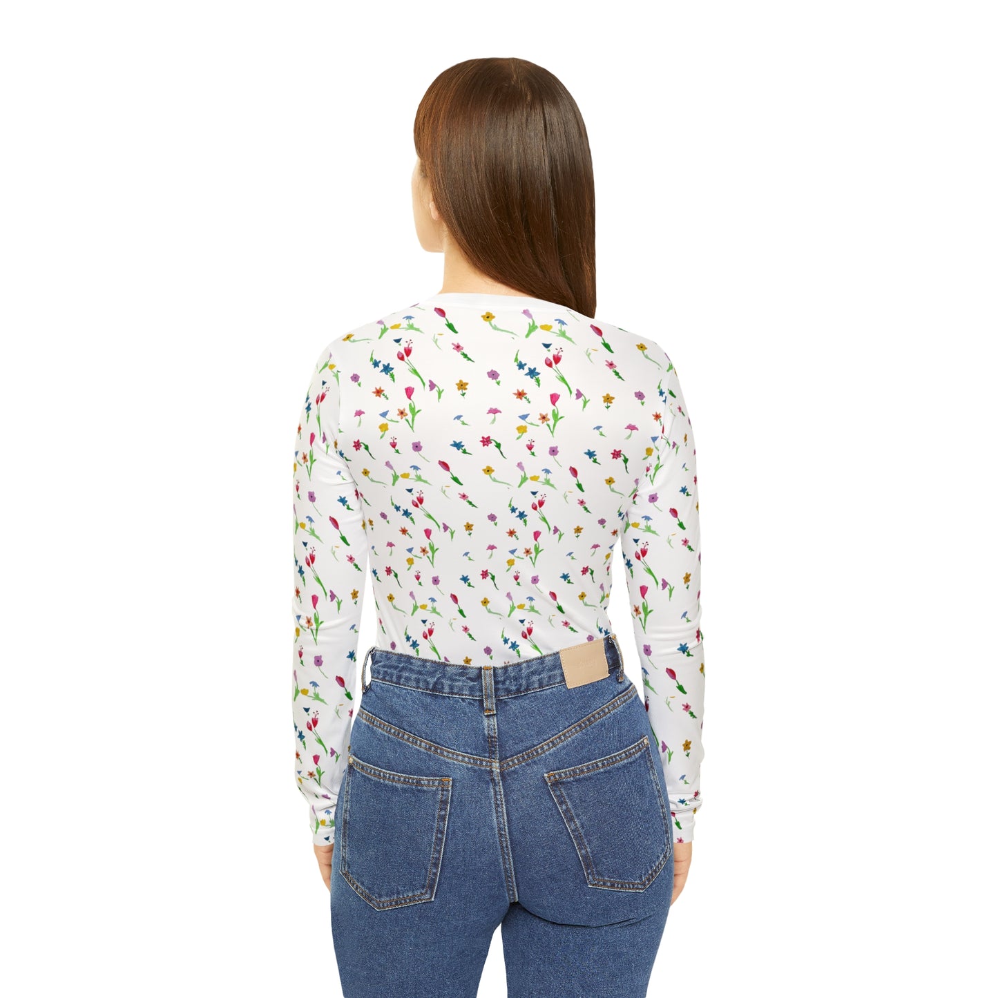 Floating Flowers Women's Long Sleeve V-neck Shirt