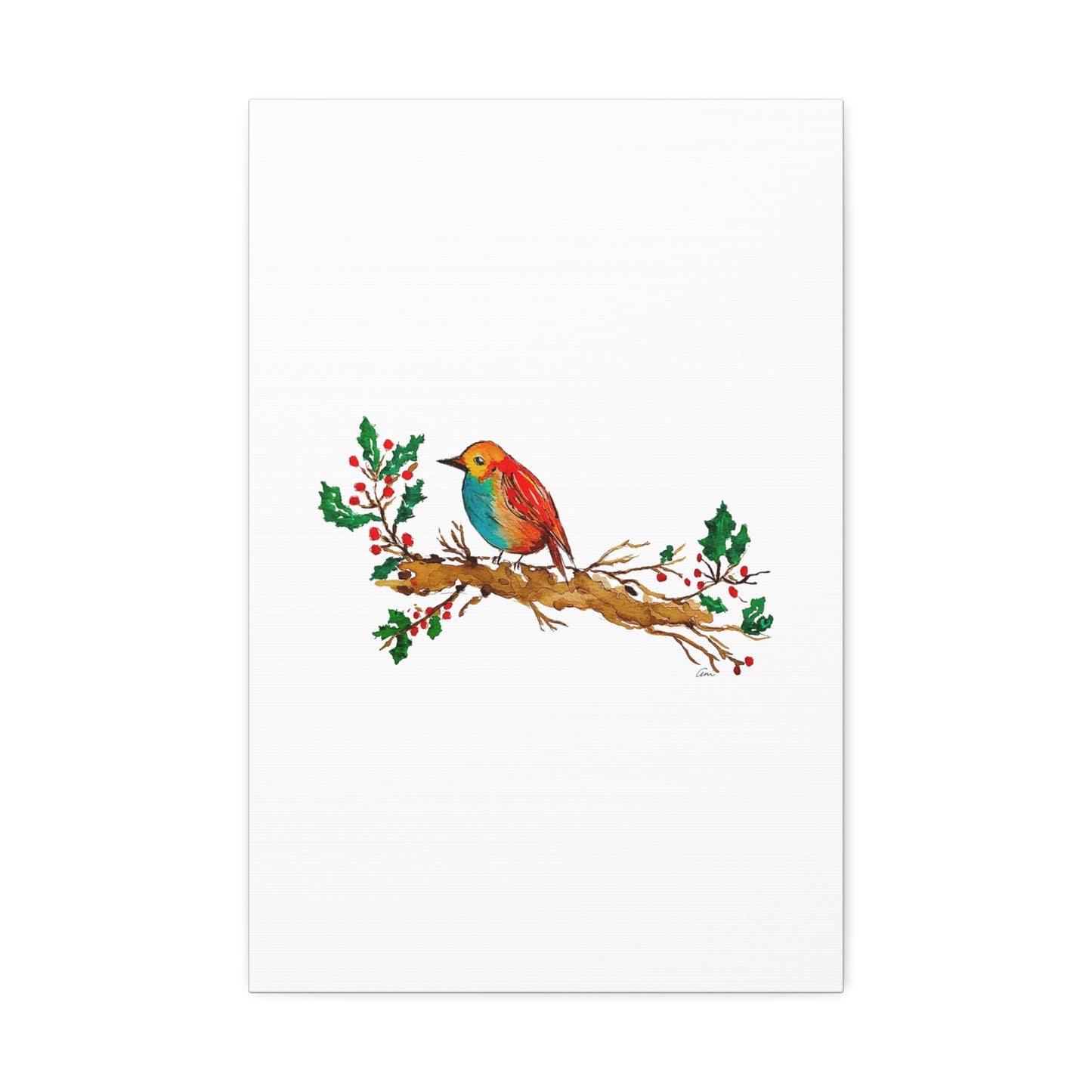 Bright Bird on a Branch Canvas Print