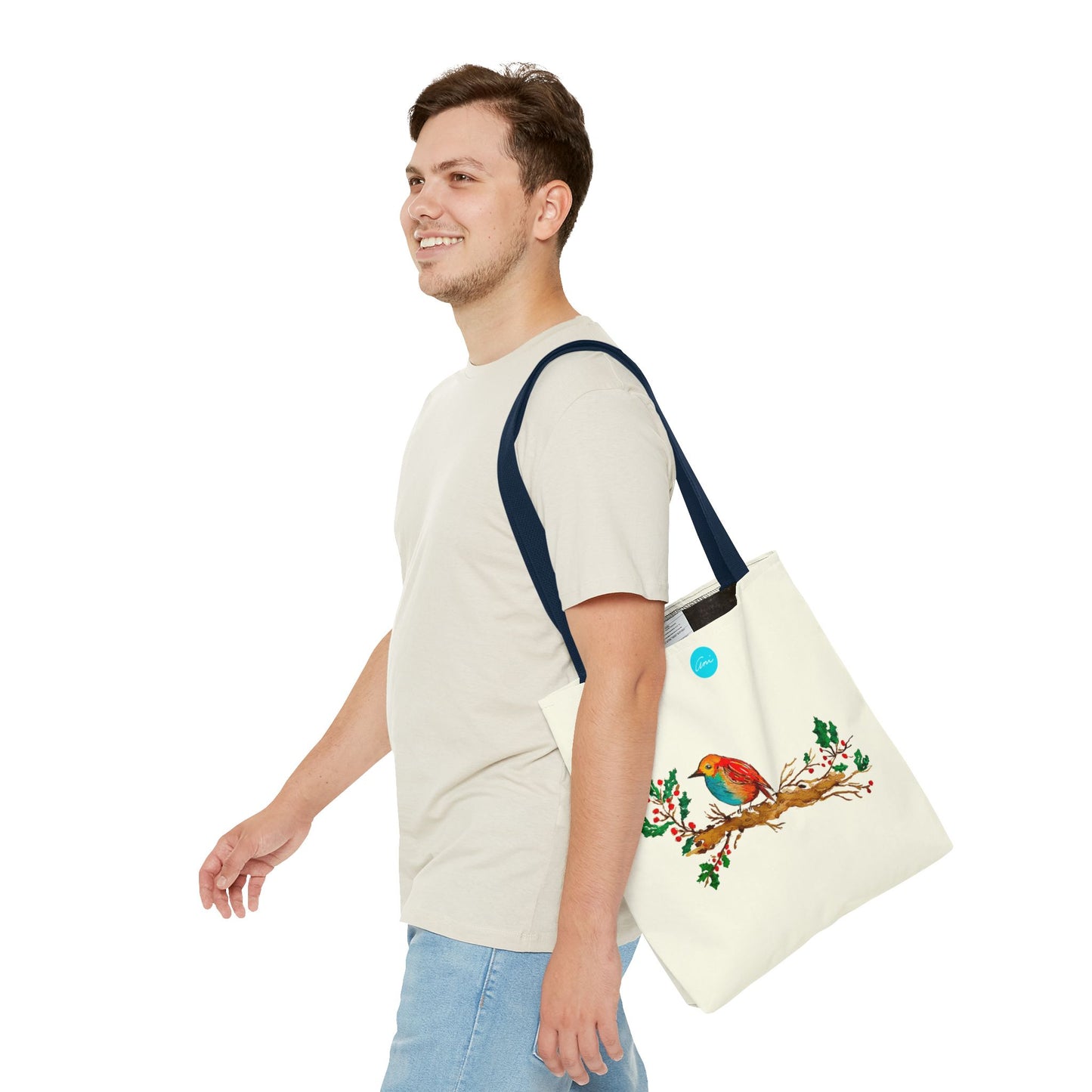 Bright Bird on a Branch Ivory Tote Bag