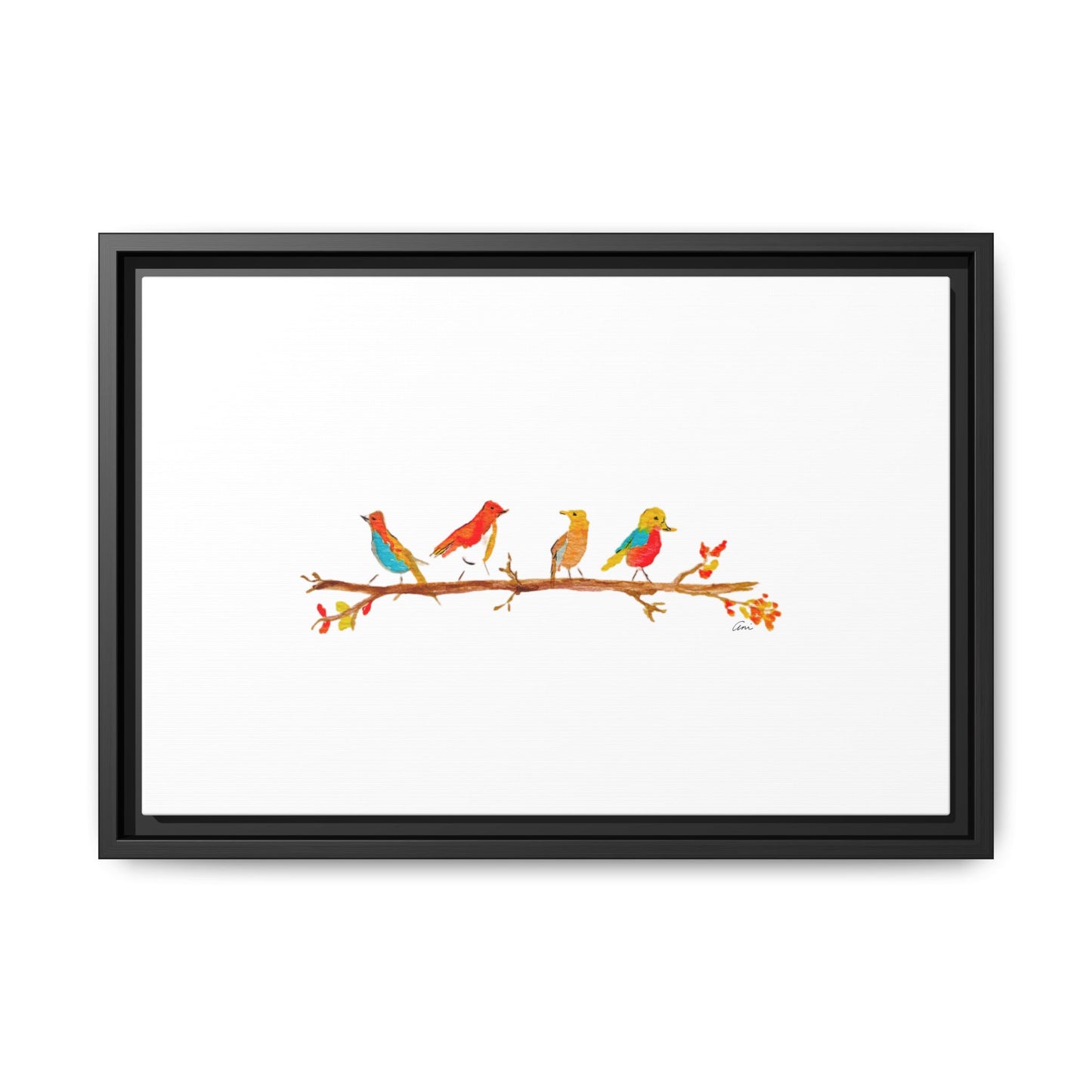 Birds on a Branch Gallery Canvas Print with Frame