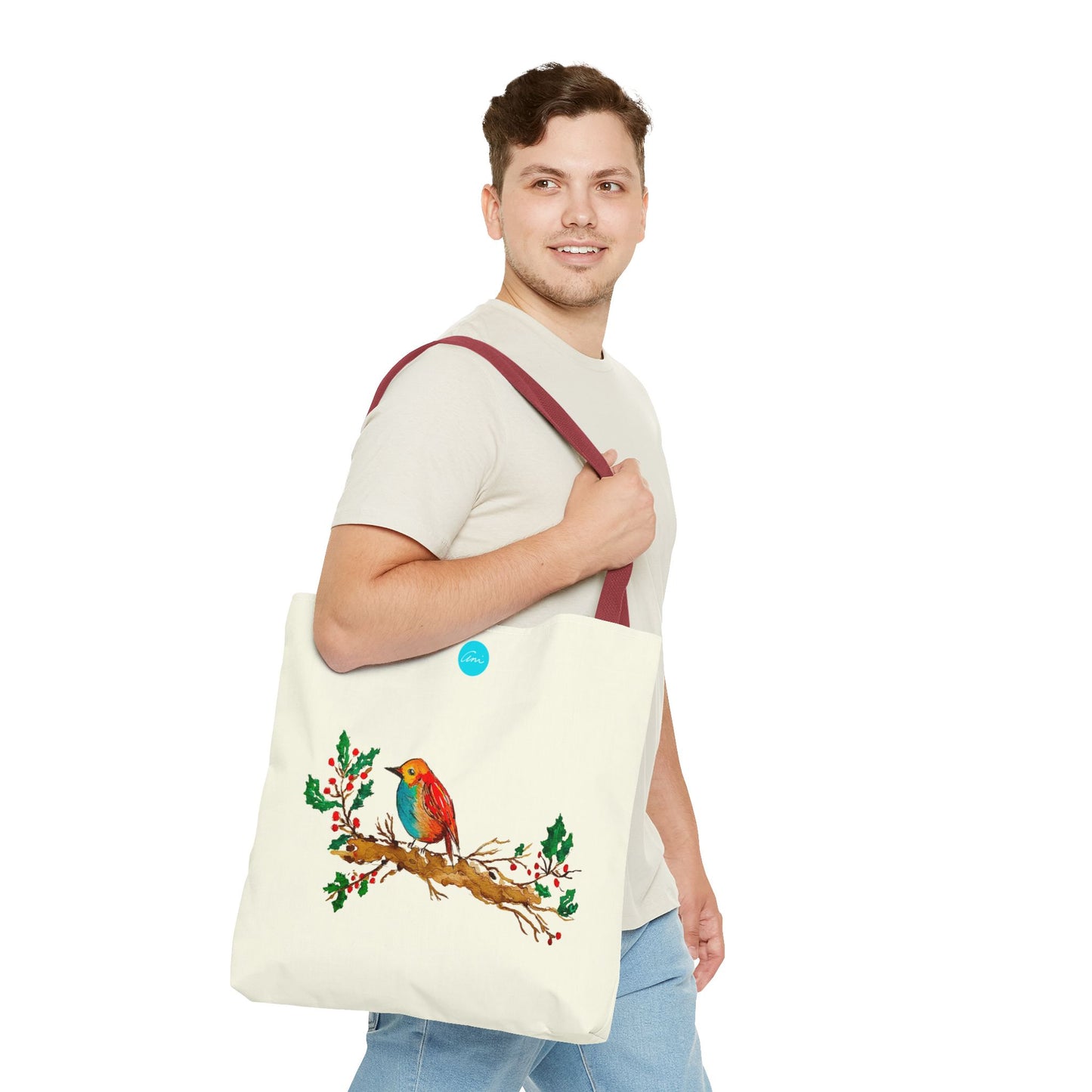 Bright Bird on a Branch Ivory Tote Bag