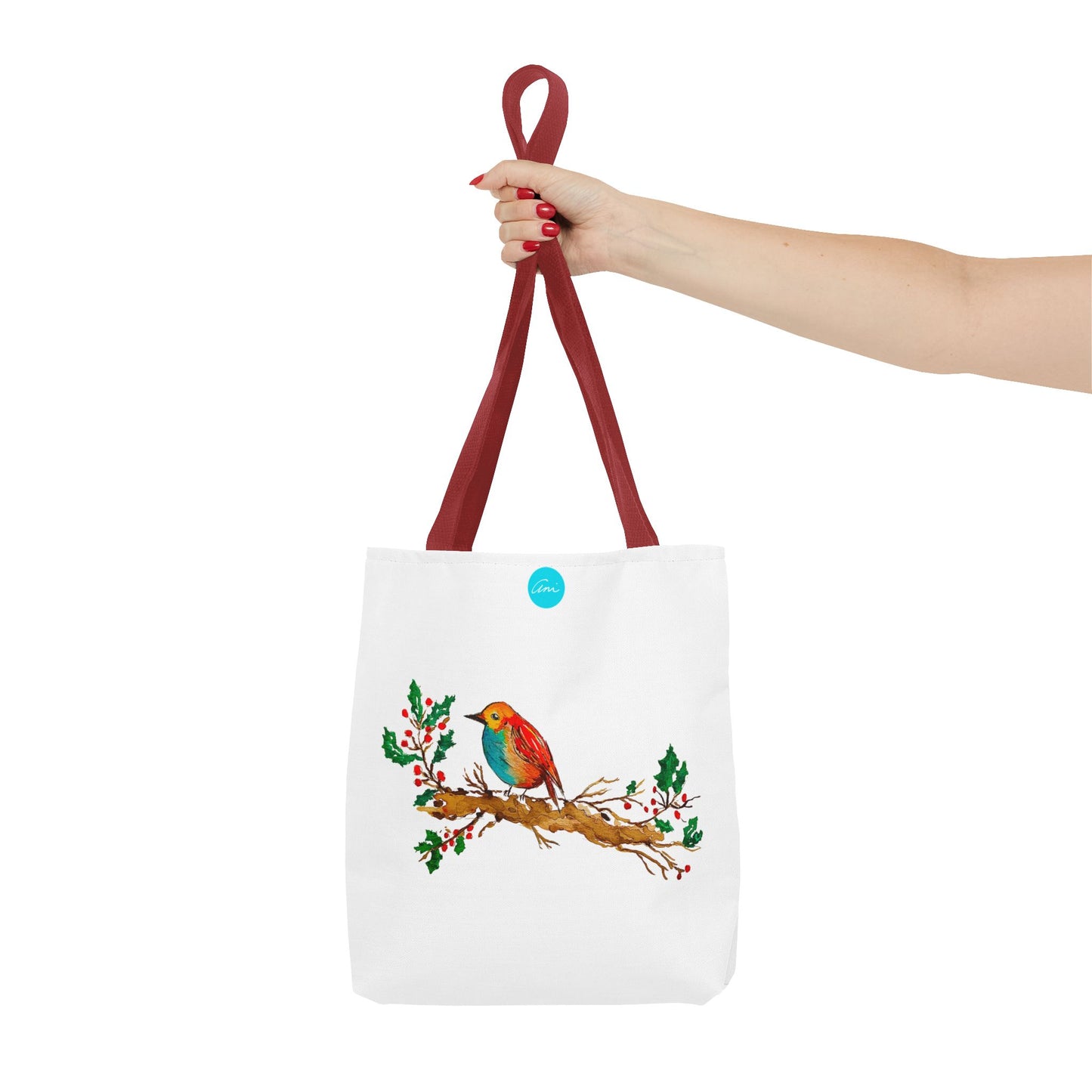 Bright Bird on a Branch White Tote Bag