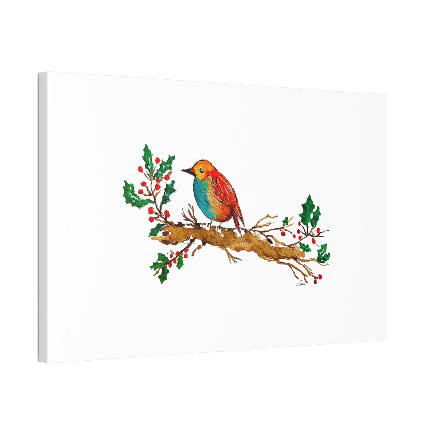 Bright Bird on a Branch Canvas Print