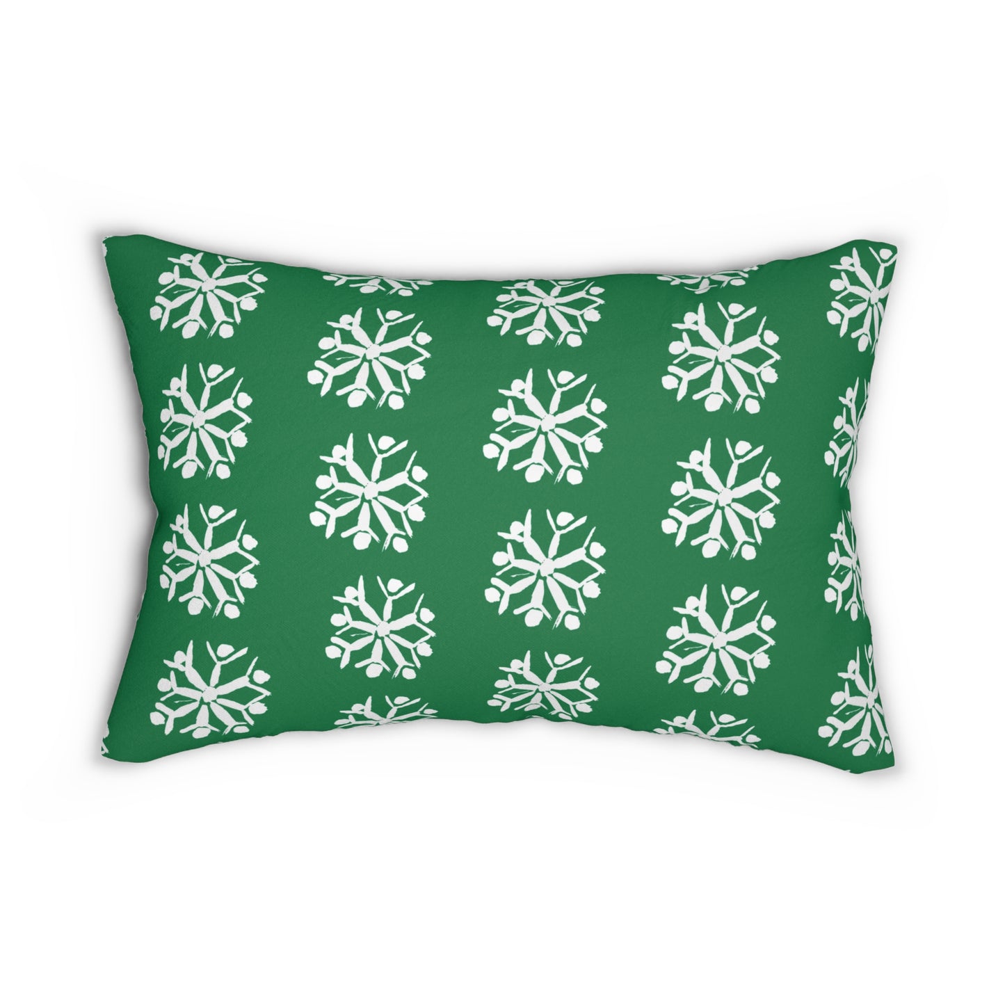 Snowflake Green Lumbar Pillow