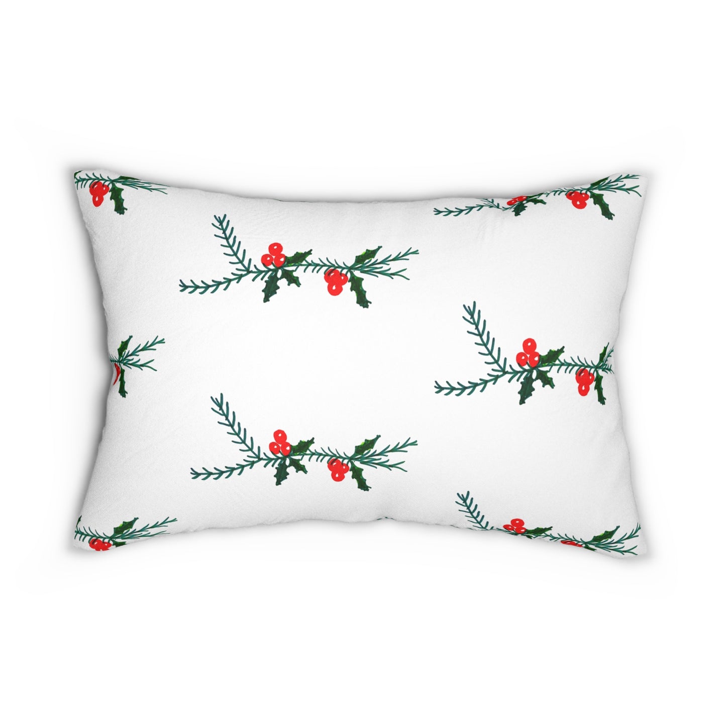 Red Beauty White Lumbar Pillow