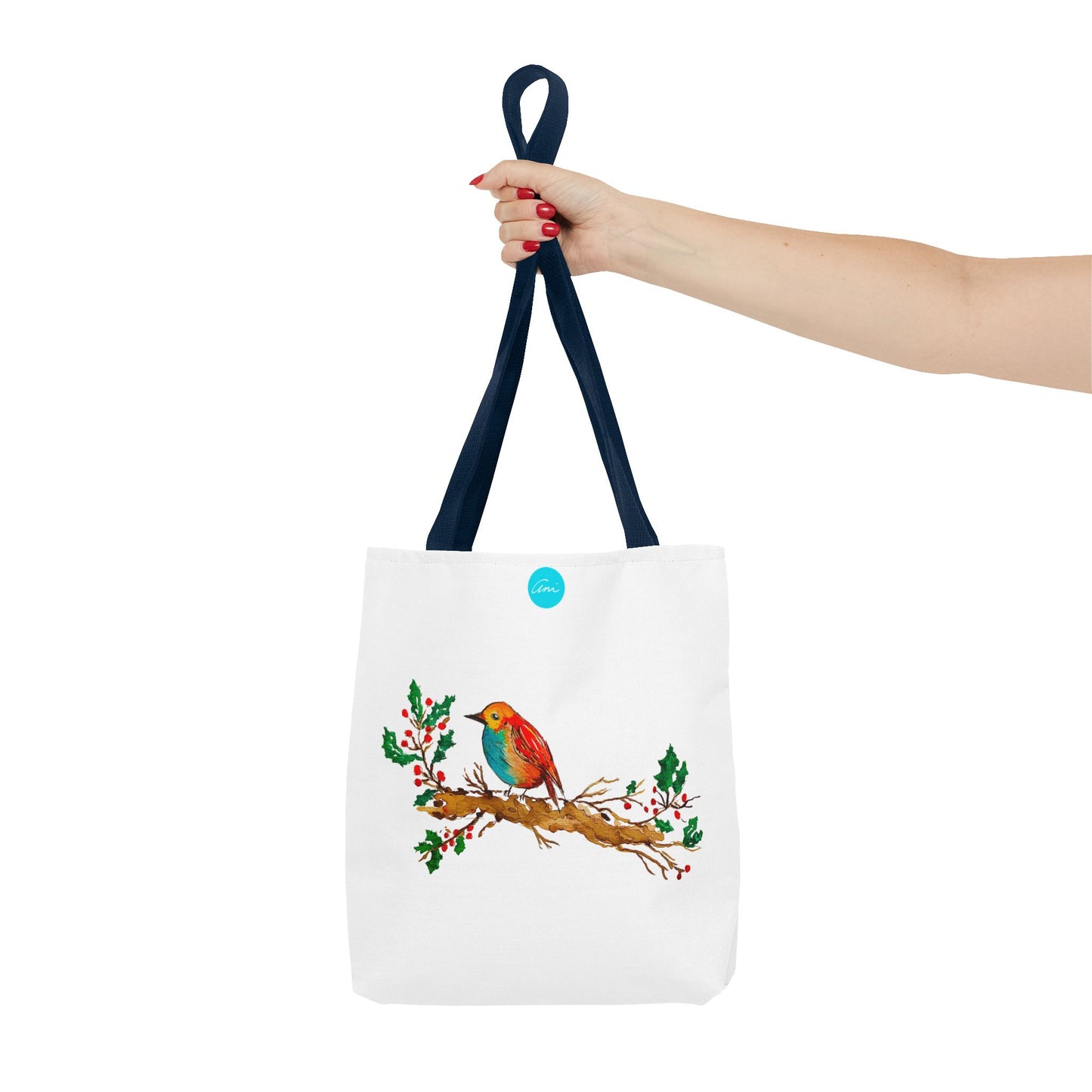 Bright Bird on a Branch White Tote Bag