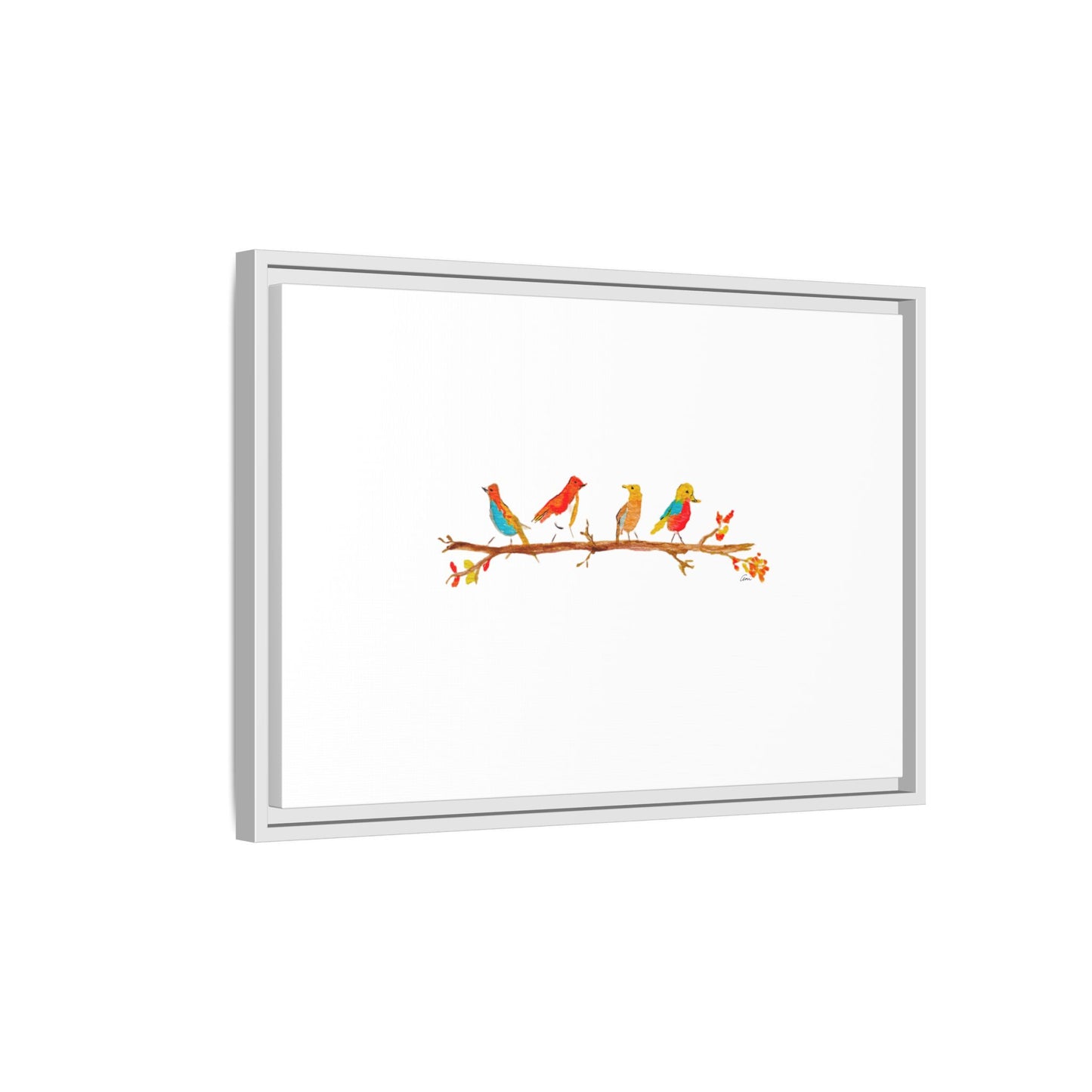 Birds on a Branch Gallery Canvas Print with Frame