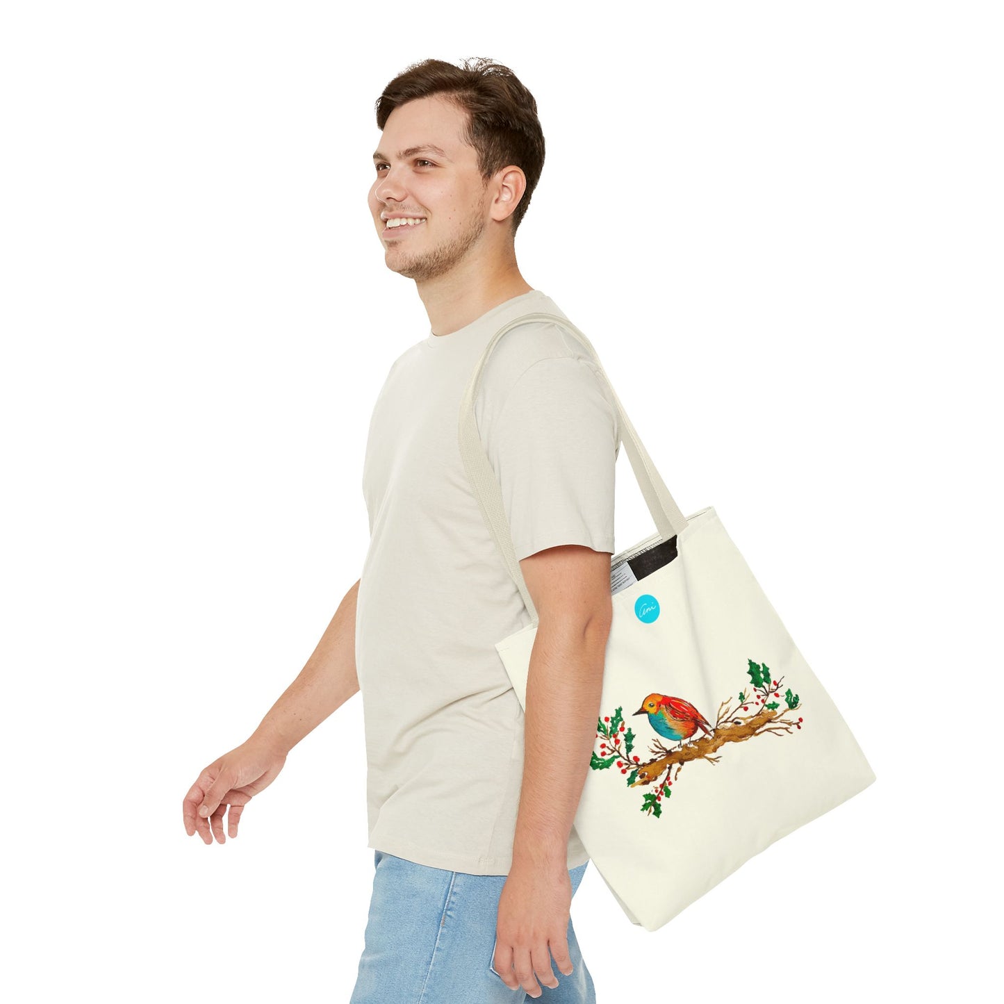 Bright Bird on a Branch Ivory Tote Bag