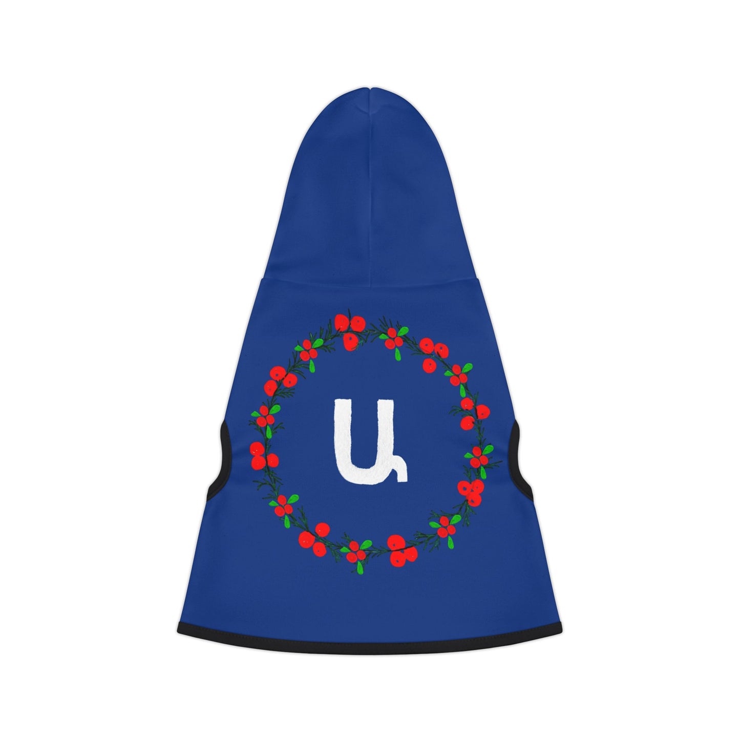 Customizable Armenian Letter Wreath Dark Blue Pet Hoodie