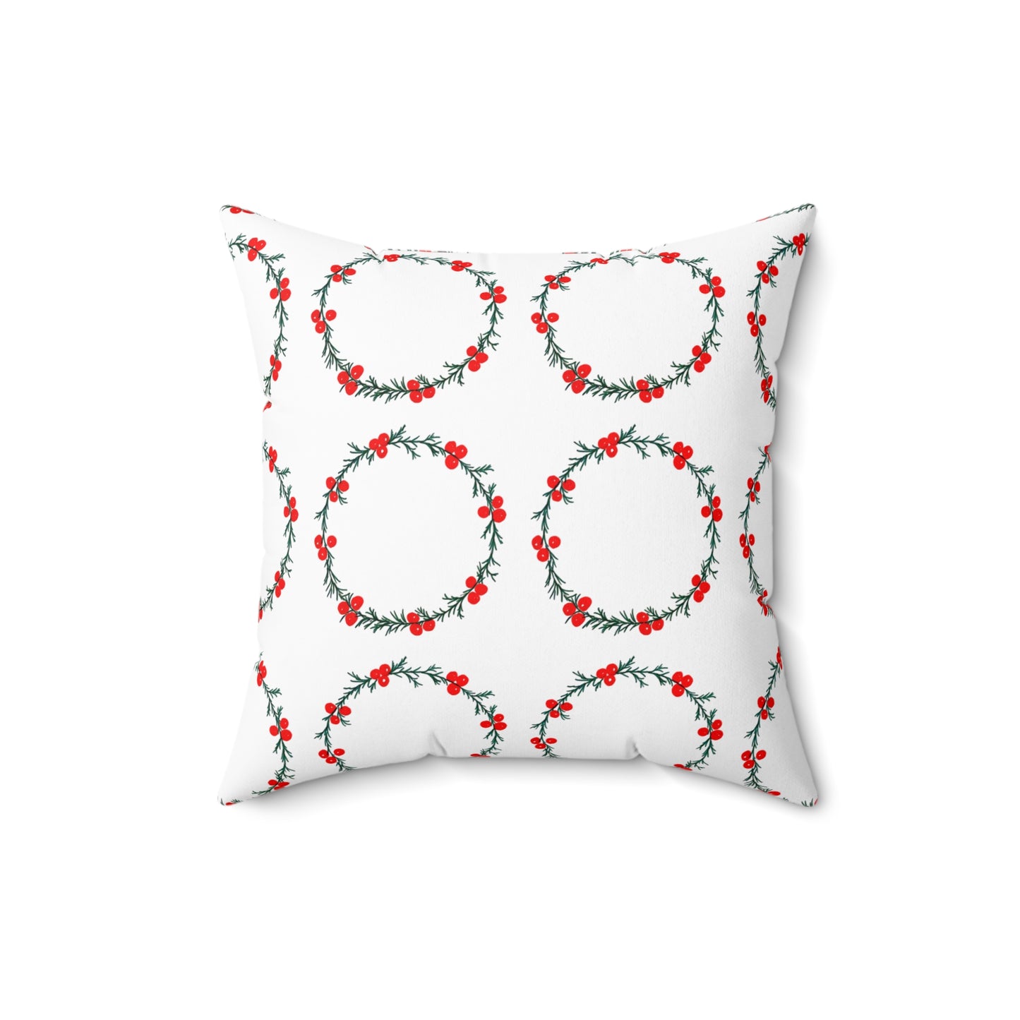 Wreath Faux Suede White Square Pillow