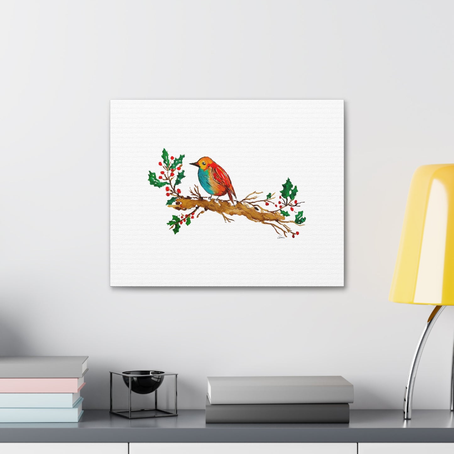 Bright Bird on a Branch Canvas Print