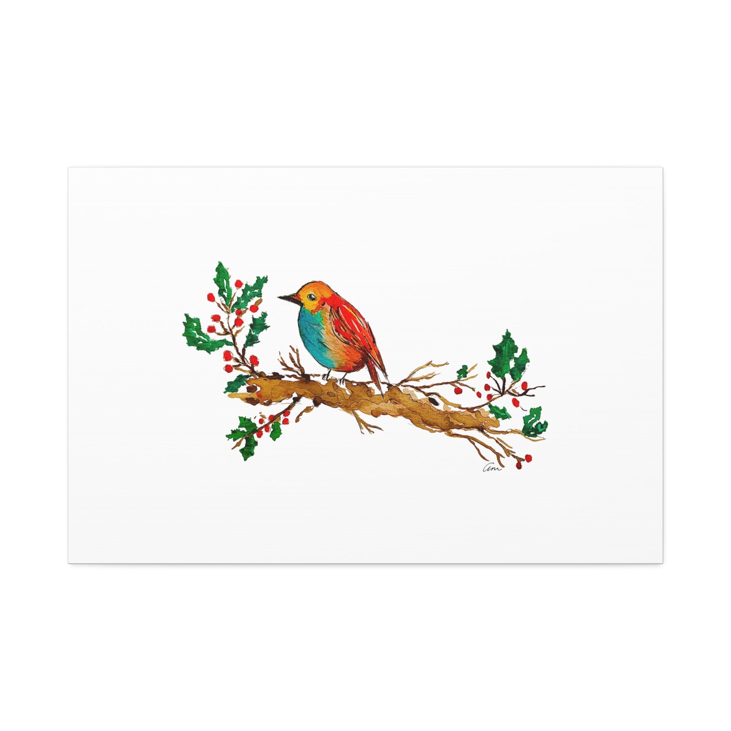 Bright Bird on a Branch Canvas Print