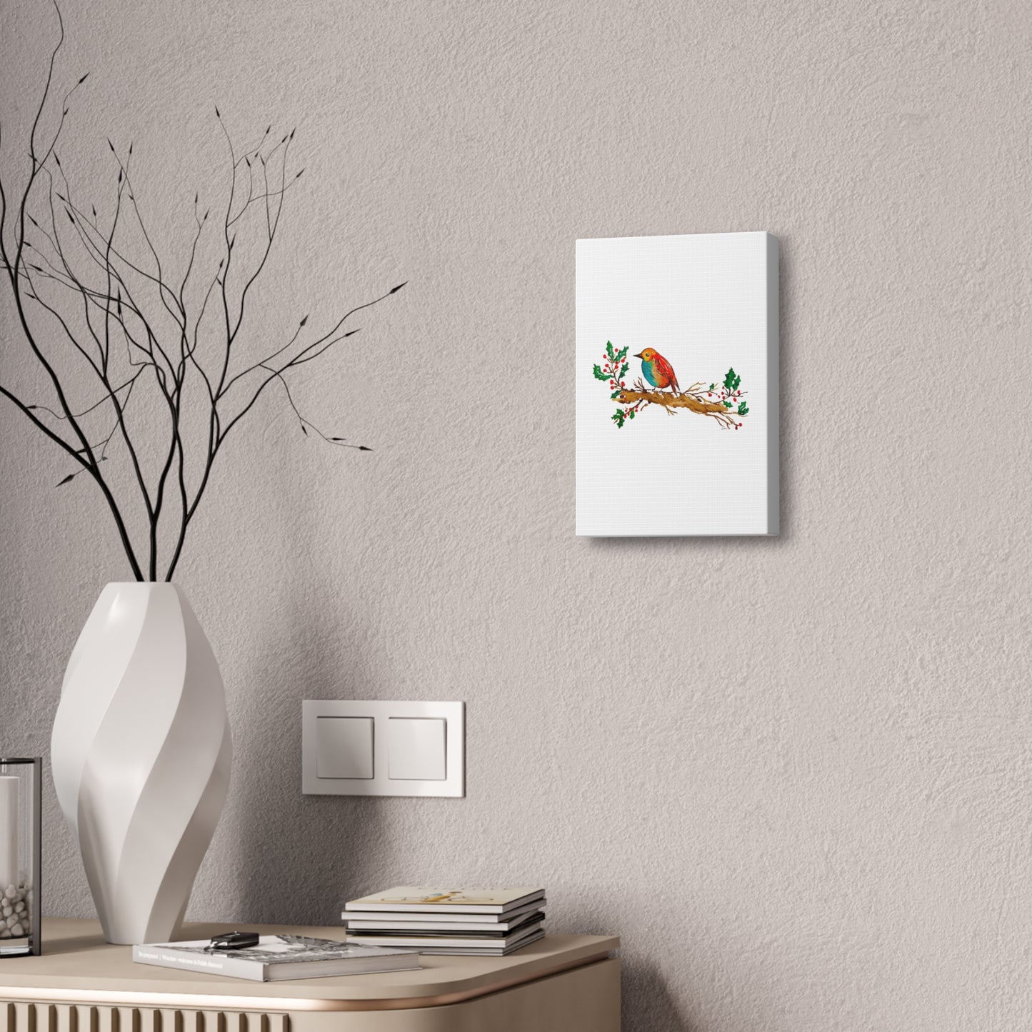 Bright Bird on a Branch Canvas Print