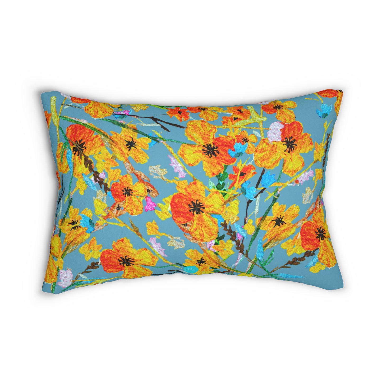 Fall Bouquet Light Blue Lumbar Pillow