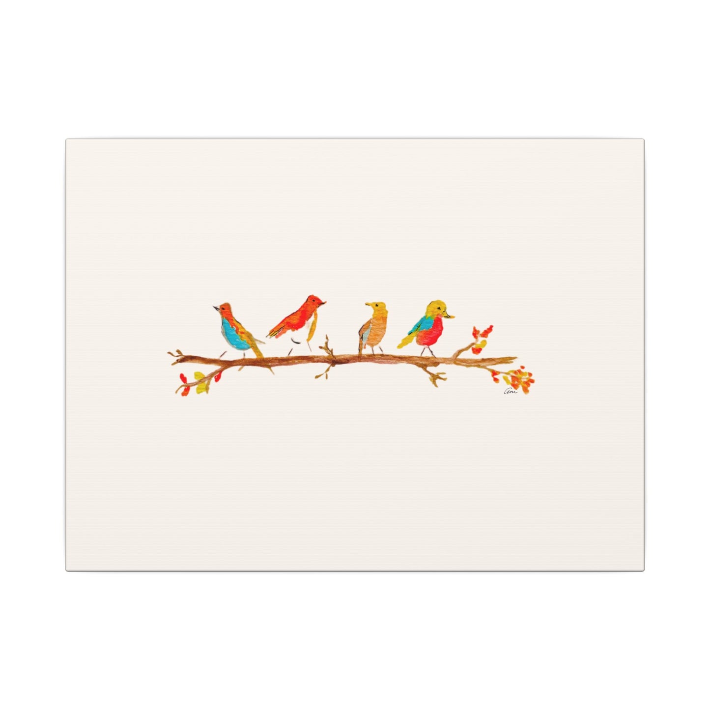 Birds on a Branch Matte Canvas Print
