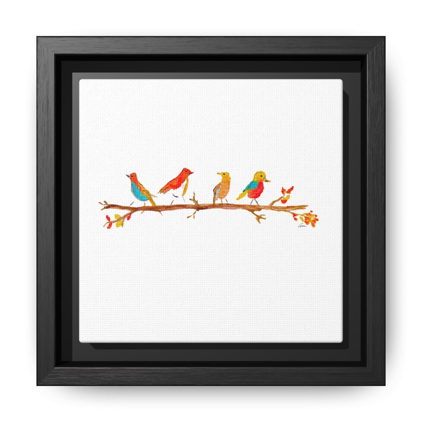 Birds on a Branch Gallery Canvas Print with Frame