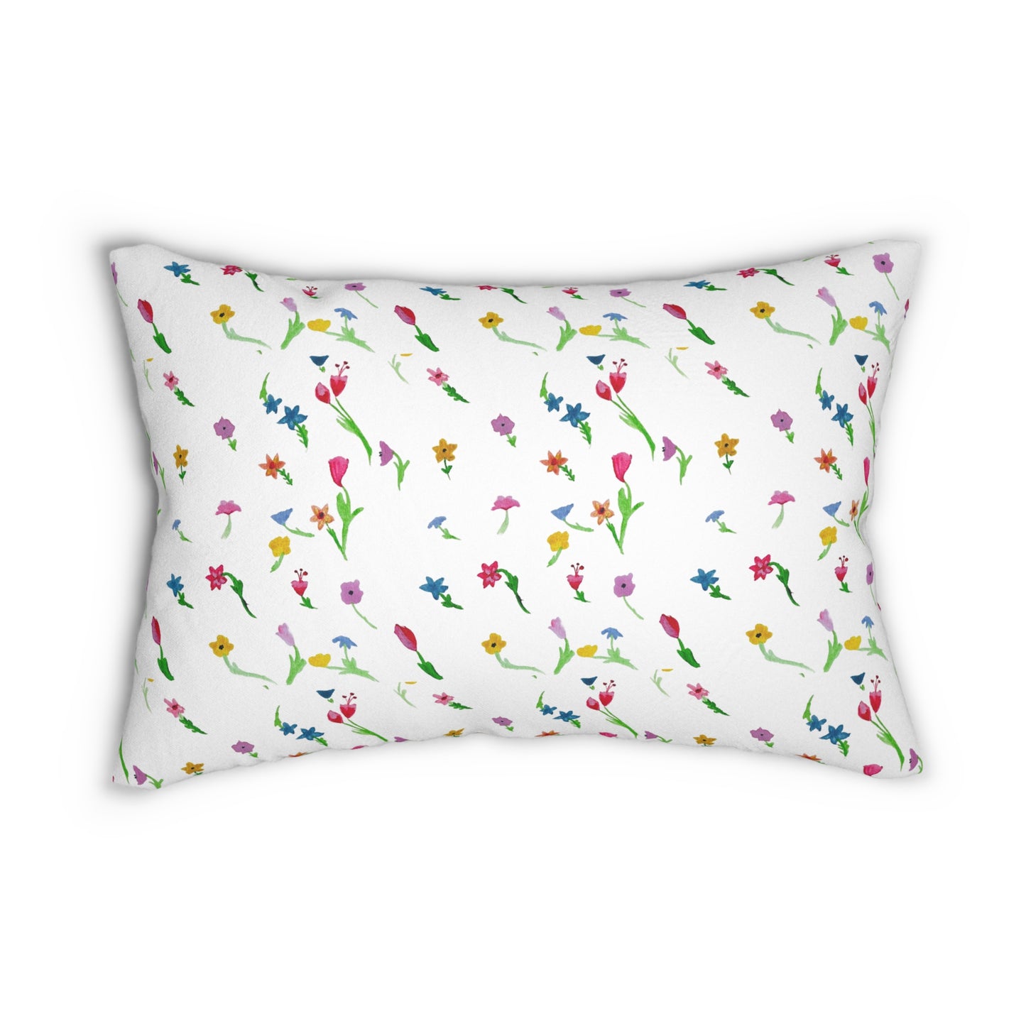 Floating Flowers Spun Polyester Lumbar Pillow