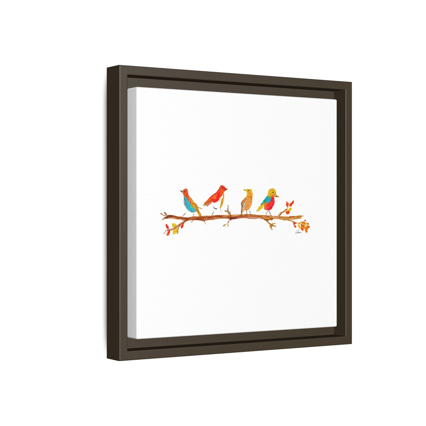 Birds on a Branch Gallery Canvas Print with Frame