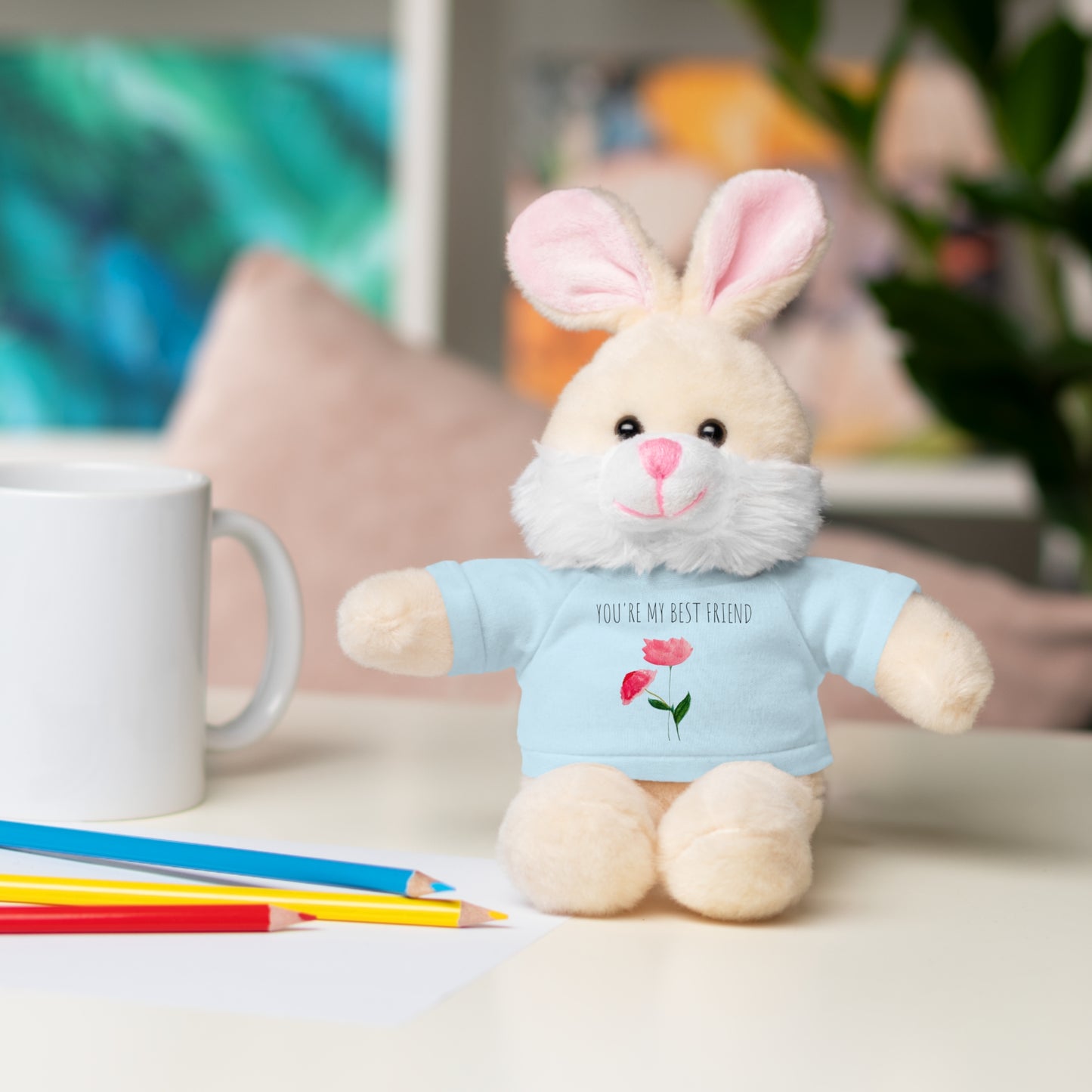 Stuffed Animals with Two Pink Flowers Tee