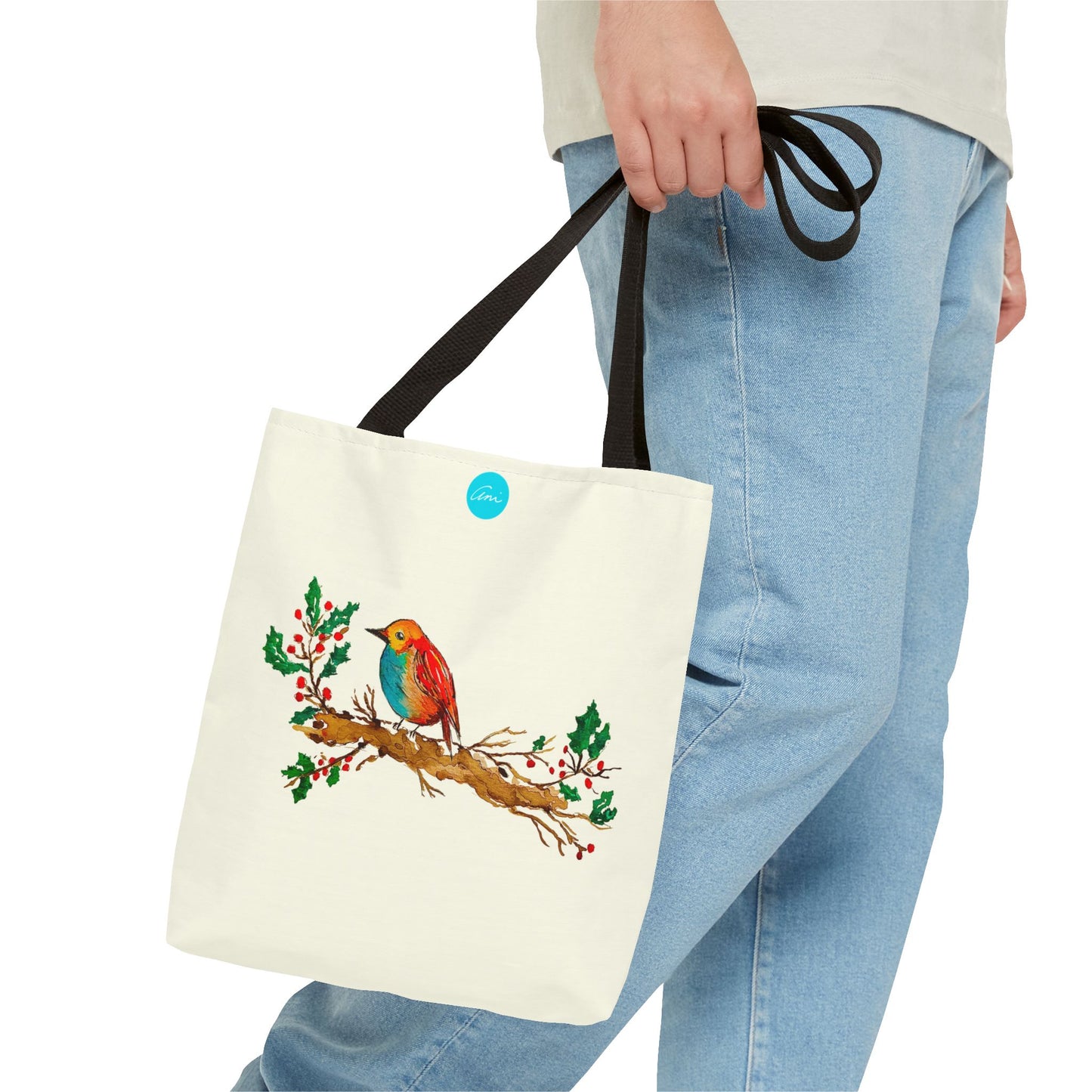 Bright Bird on a Branch Ivory Tote Bag