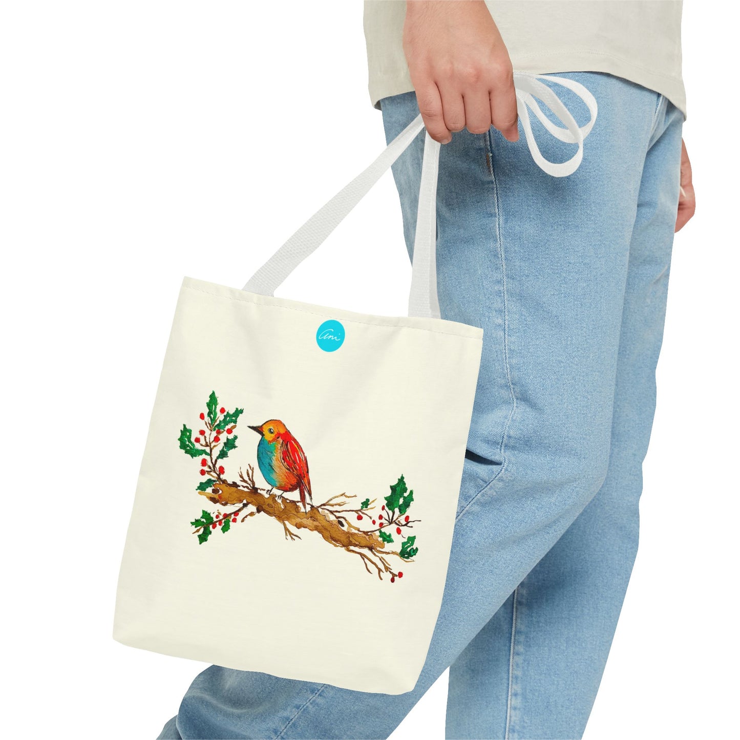 Bright Bird on a Branch Ivory Tote Bag