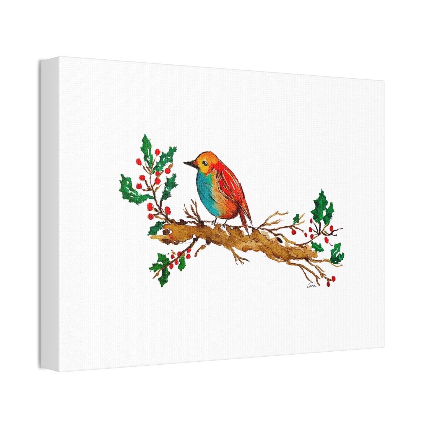 Bright Bird on a Branch Canvas Print