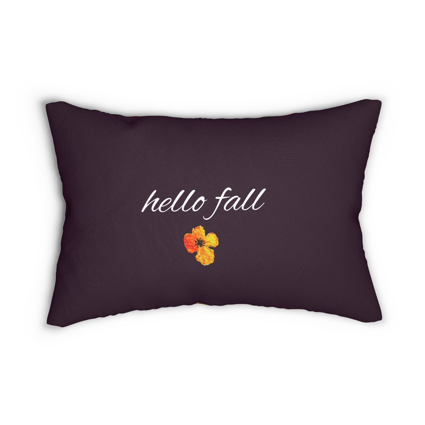 Hello Fall Bouquet Aubergine Lumbar Pillow