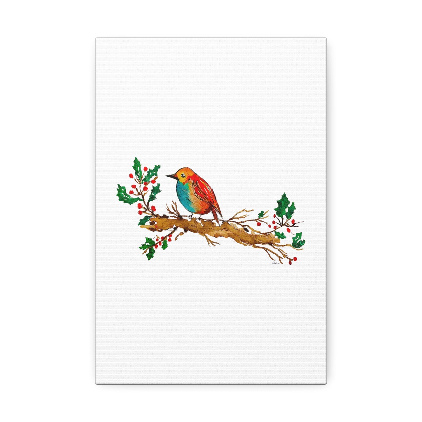 Bright Bird on a Branch Canvas Print