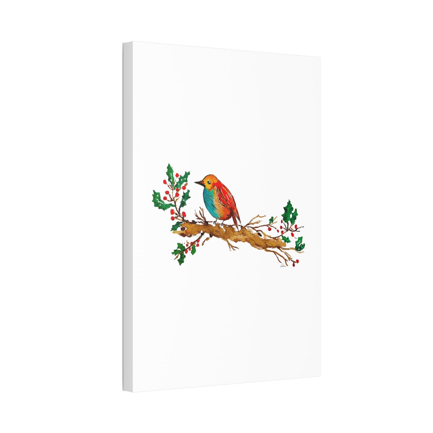 Bright Bird on a Branch Canvas Print