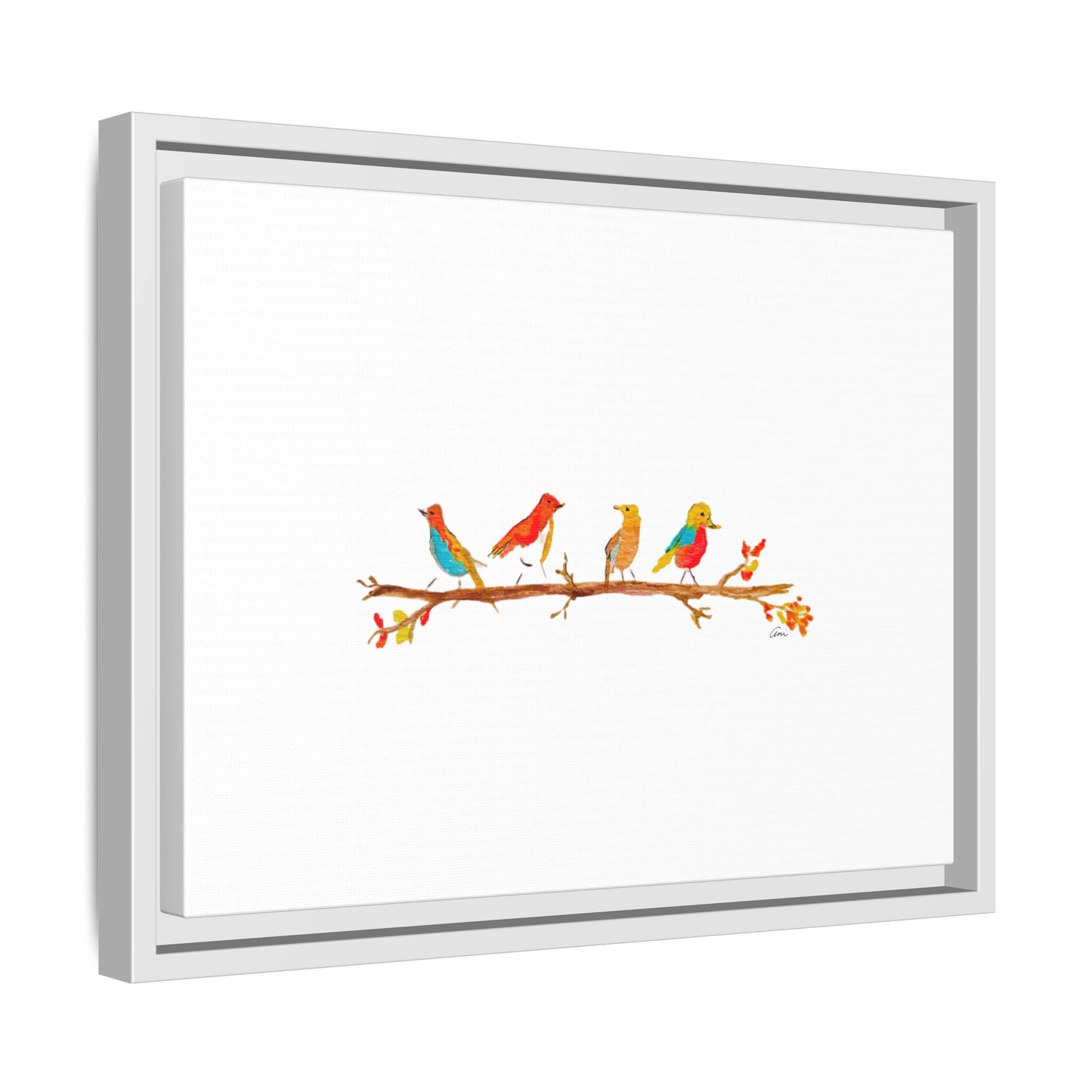 Birds on a Branch Gallery Canvas Print with Frame