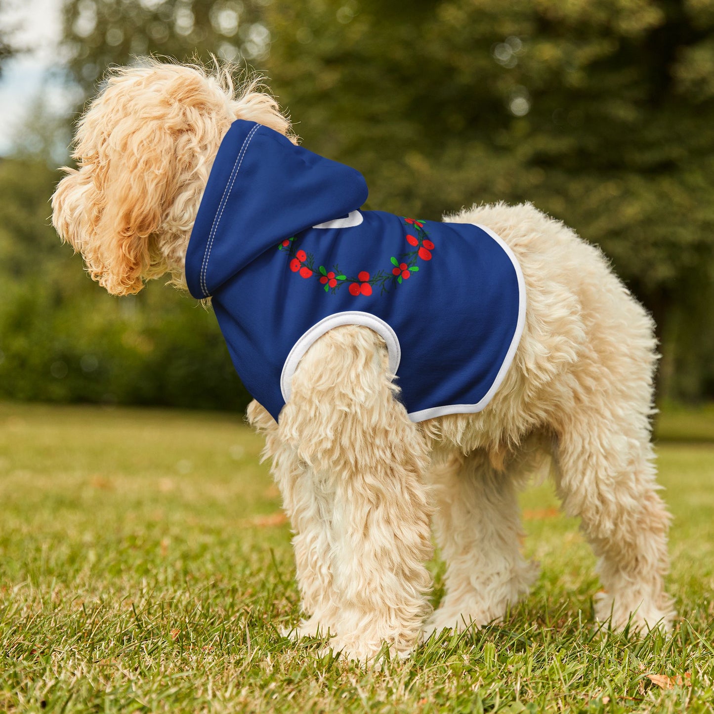 Customizable Armenian Letter Wreath Dark Blue Pet Hoodie