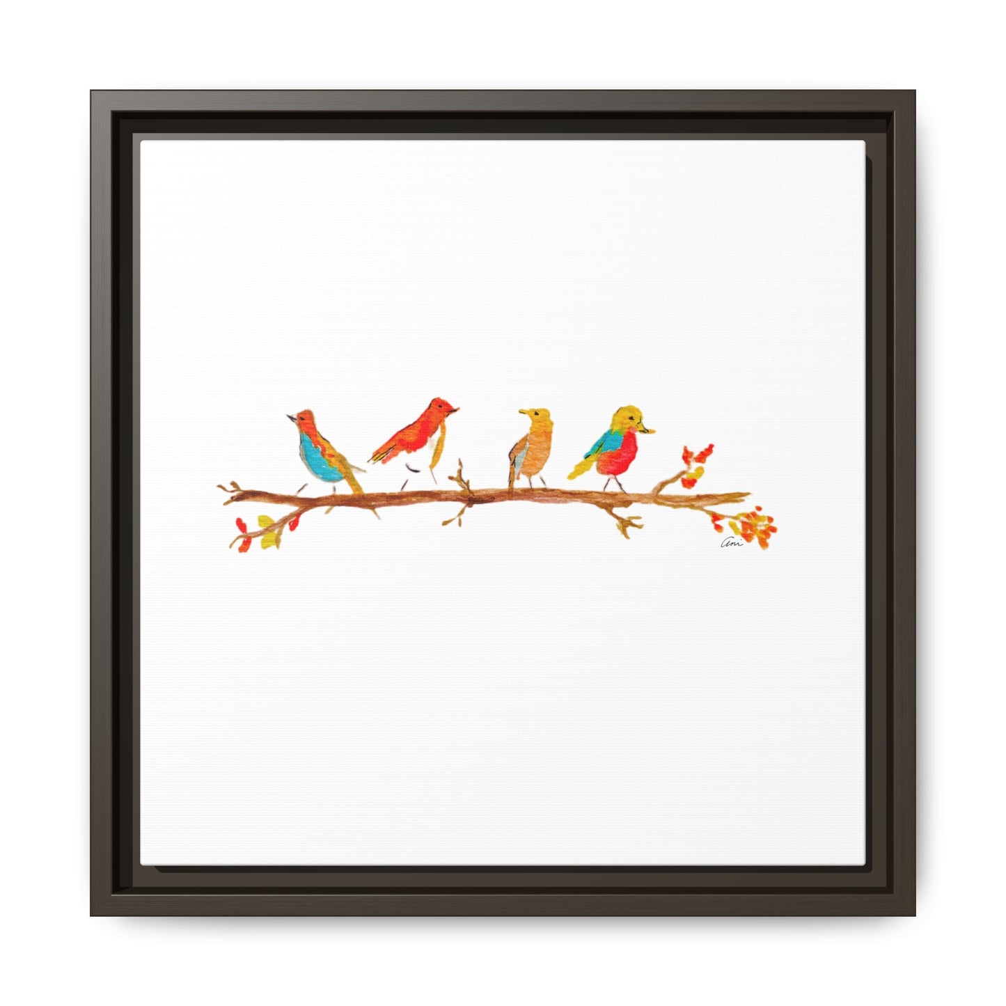Birds on a Branch Gallery Canvas Print with Frame