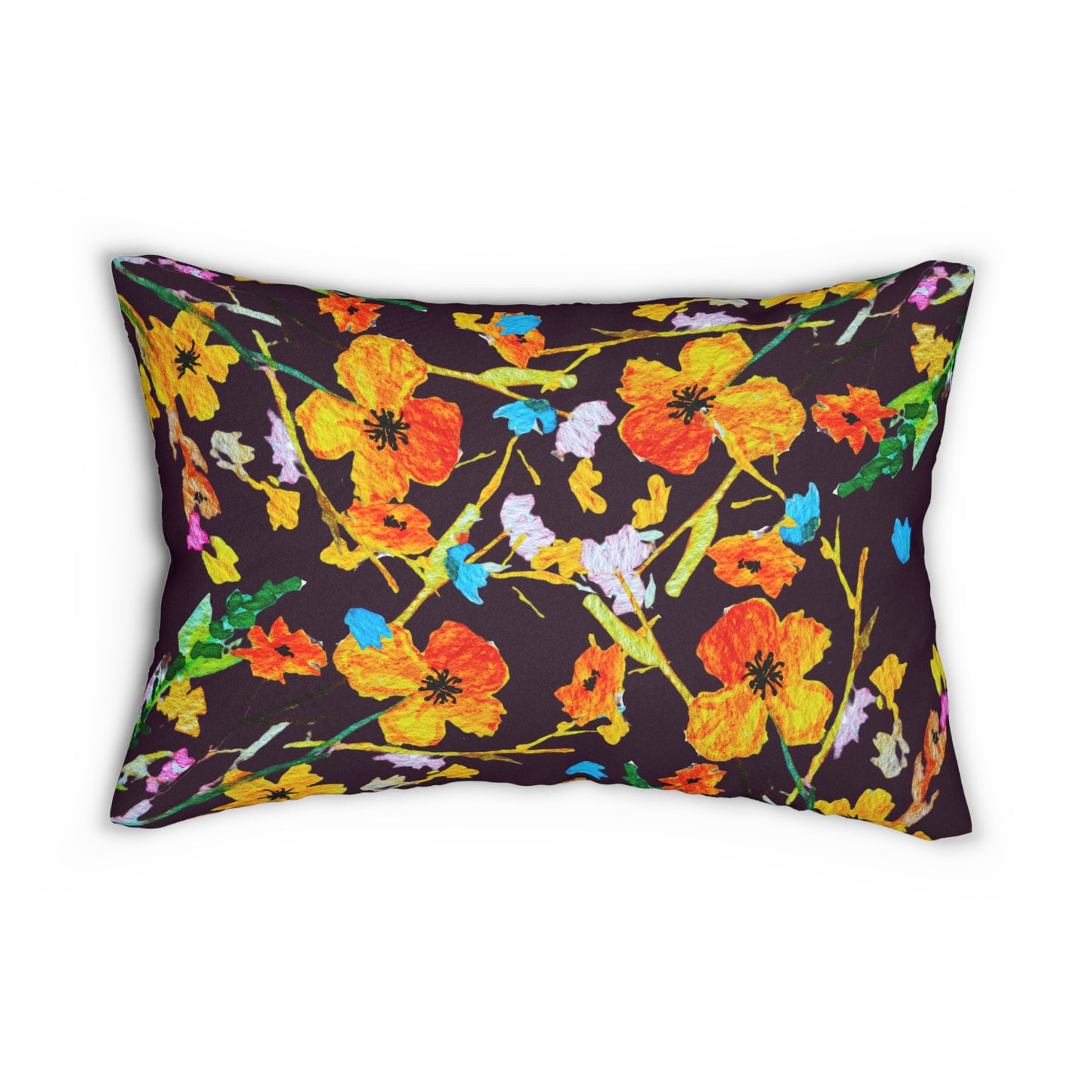 Fall Bouquet Dark Brown Lumbar Pillow