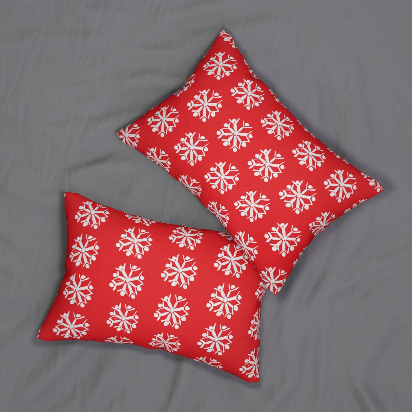 Snowflake Red Lumbar Pillow