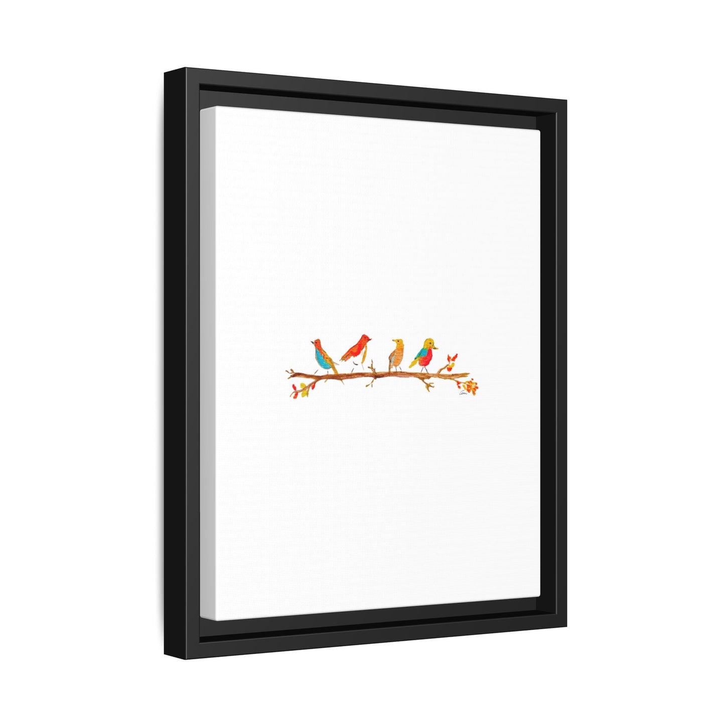 Birds on a Branch Gallery Canvas Print with Frame