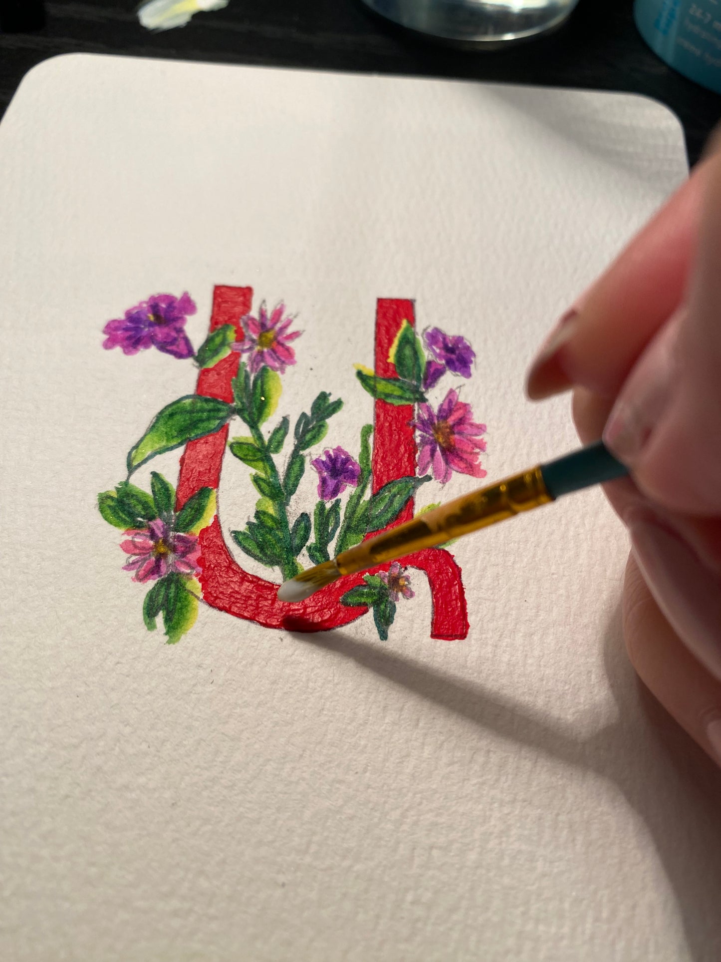 Custom Floral Armenian Letter Watercolor