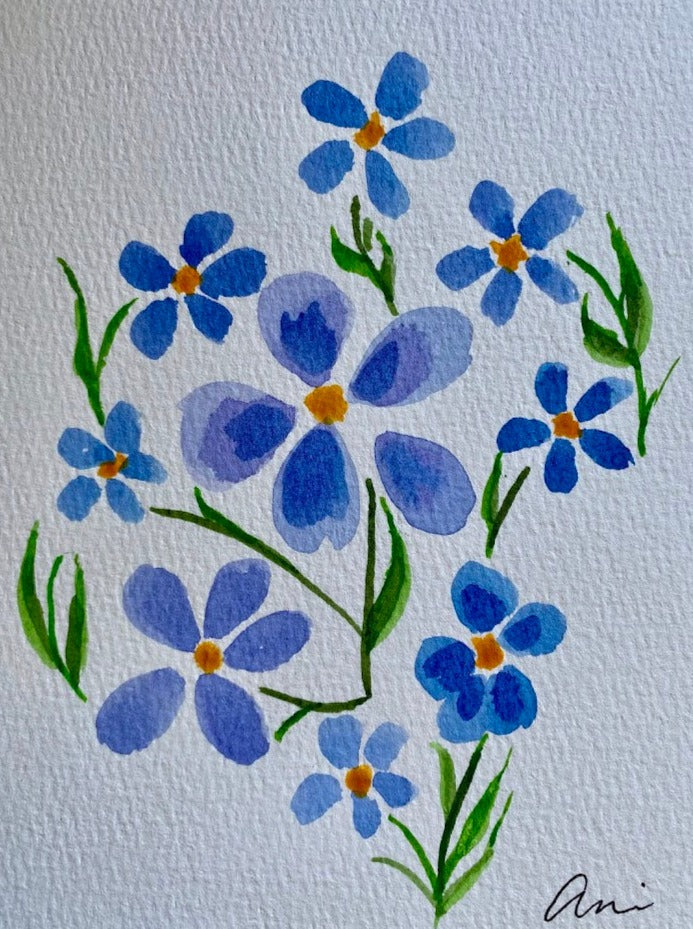 Forget Me Not Flowers original watercolor