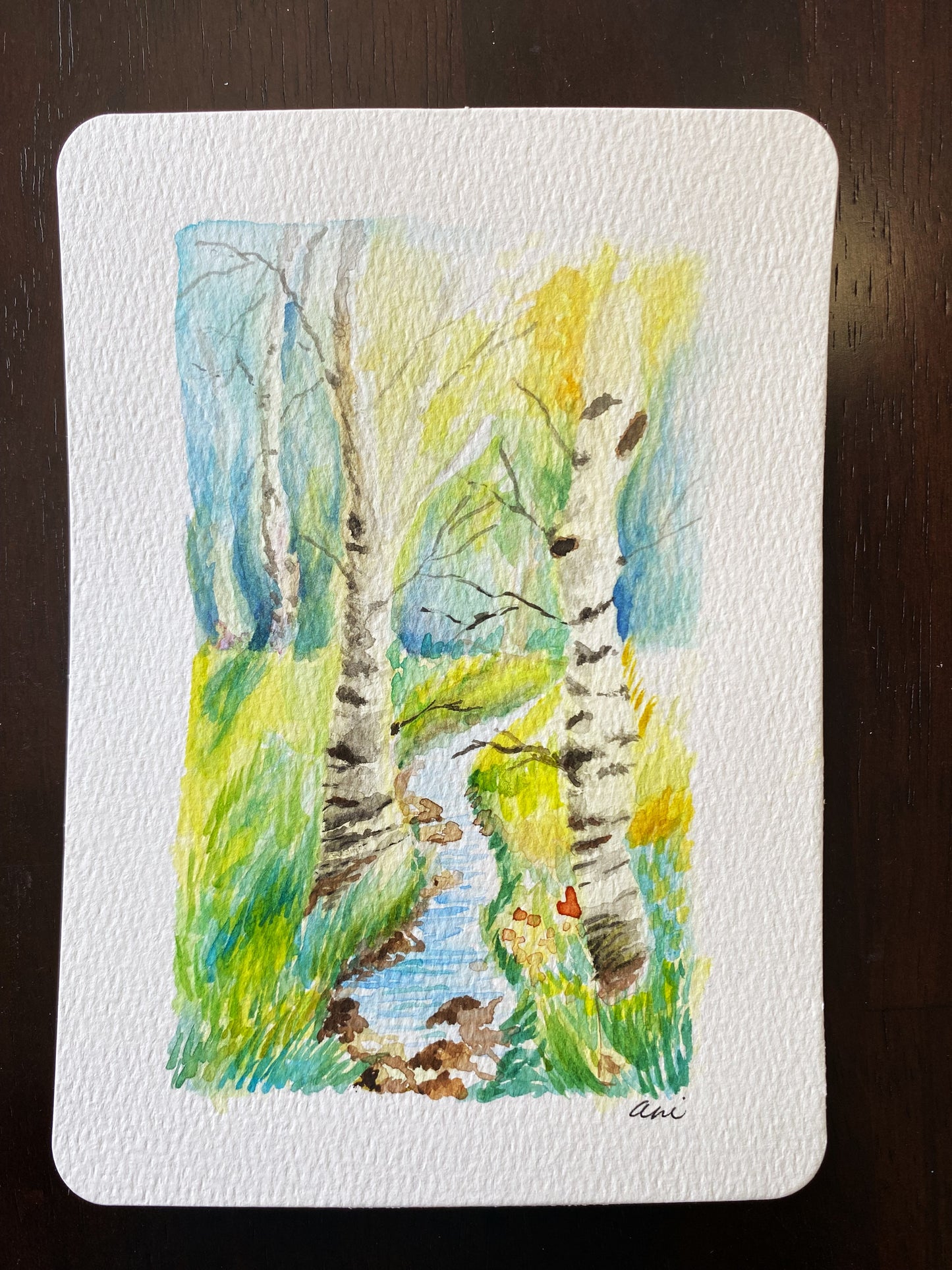 Fall Stream Original Watercolor