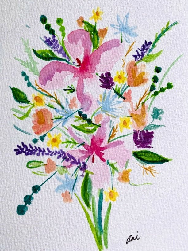 Summer Bouquet watercolor print