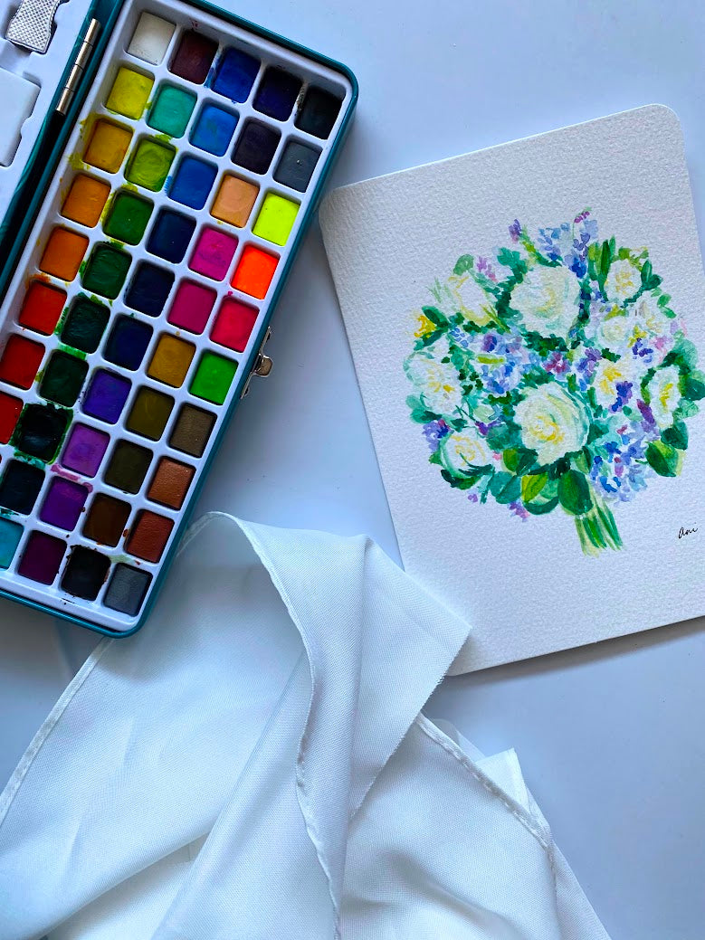 Custom Bridal Bouquet Watercolor